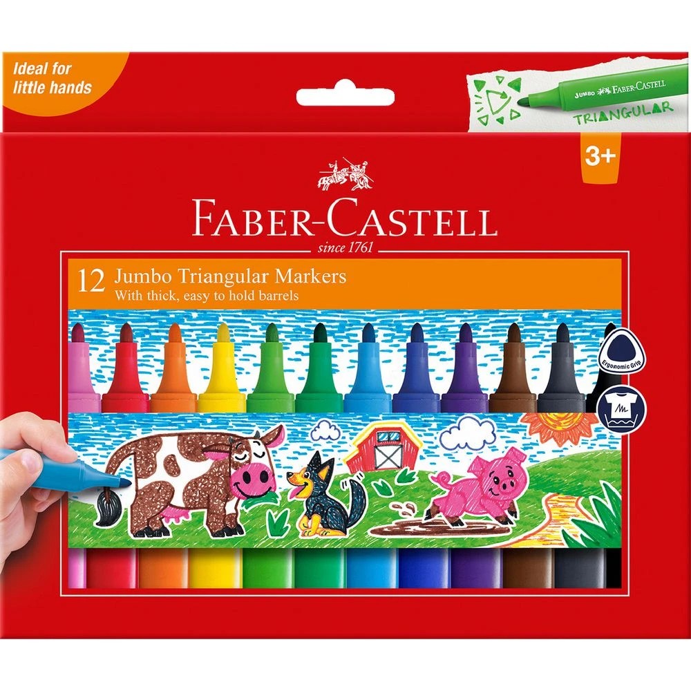 1 Faber-Castell Jumbo Triangular Markers 12 Pack, 1 of 5