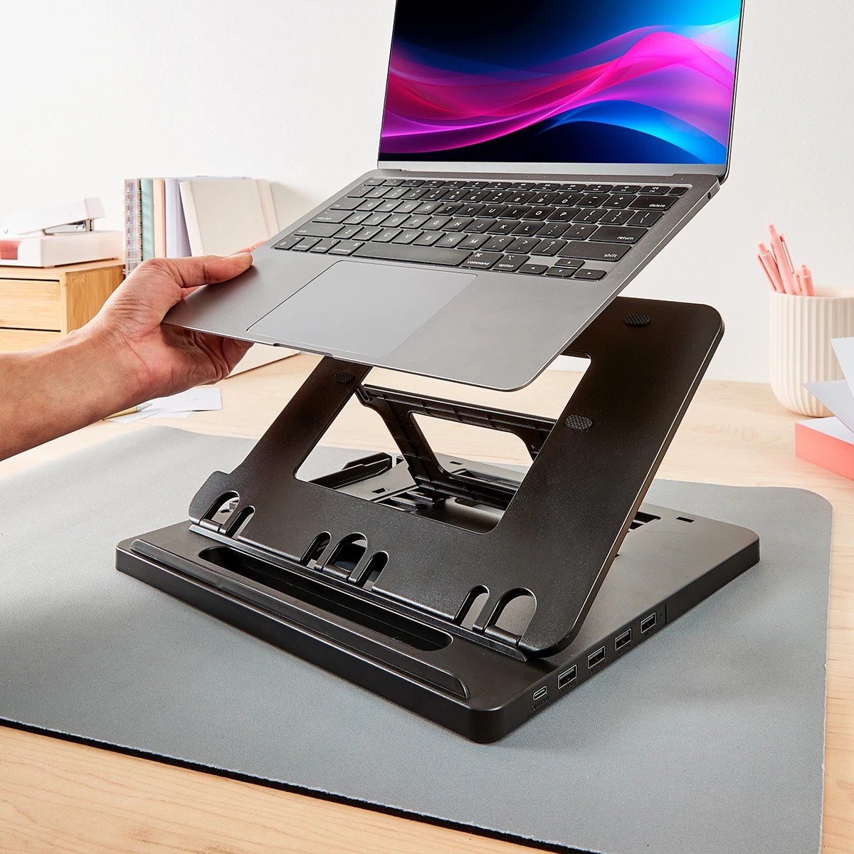 1 Laptop Stand with Hub and Phone Holder, 1 of 11