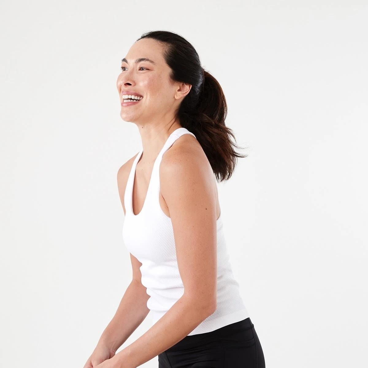 2 Active Womens Seamfree Shelf Bra Tank White, 2 of 6