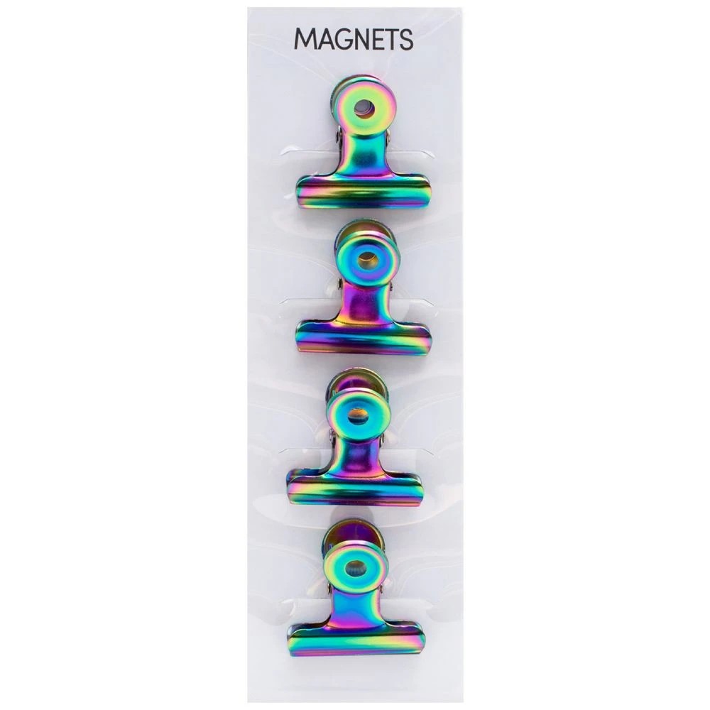 1 Three By Three Metal Magnet Clips Medium Iridescent 4 Pack, 1 of 3