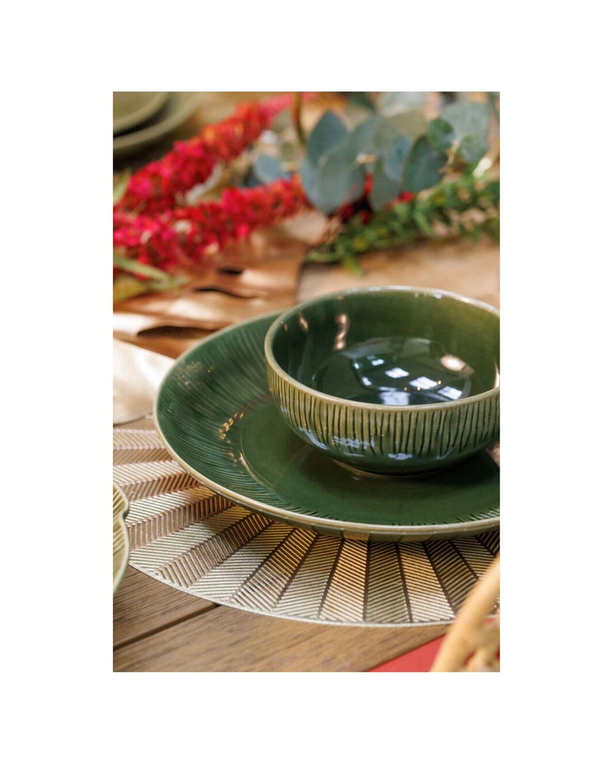 6 Mikasa Jardin 12pc Stoneware Dinner Bowls Plates Set Botanical Vibes - Green, 6 of 6