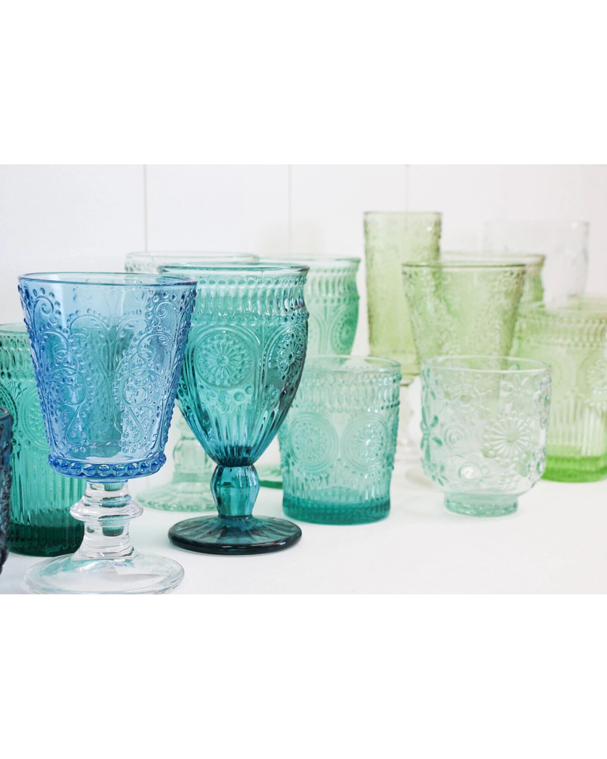 3 LVD Stemmed Garden 16cm Wine Glass Drinking Glassware Cup marine - Blue, 3 of 3