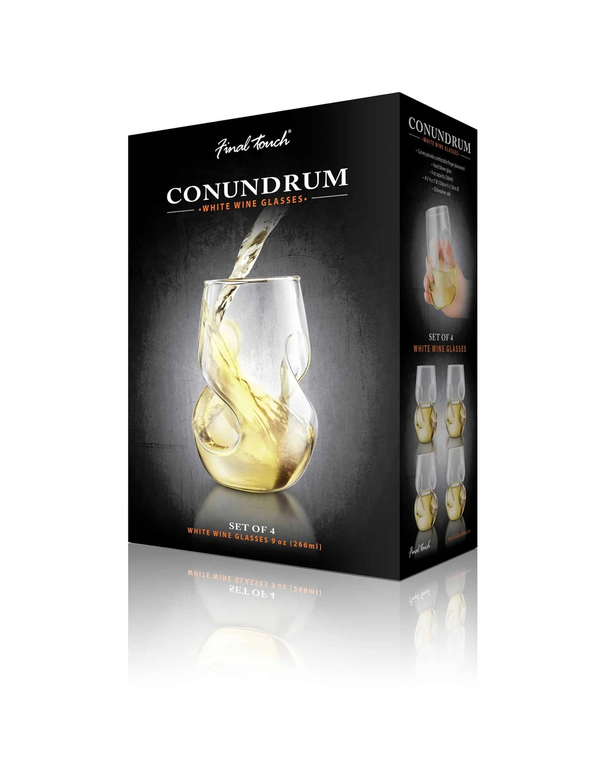 Final Touch 4pc Conundrum Wine Glasses Glass Set 266ml - Clear - Kmart