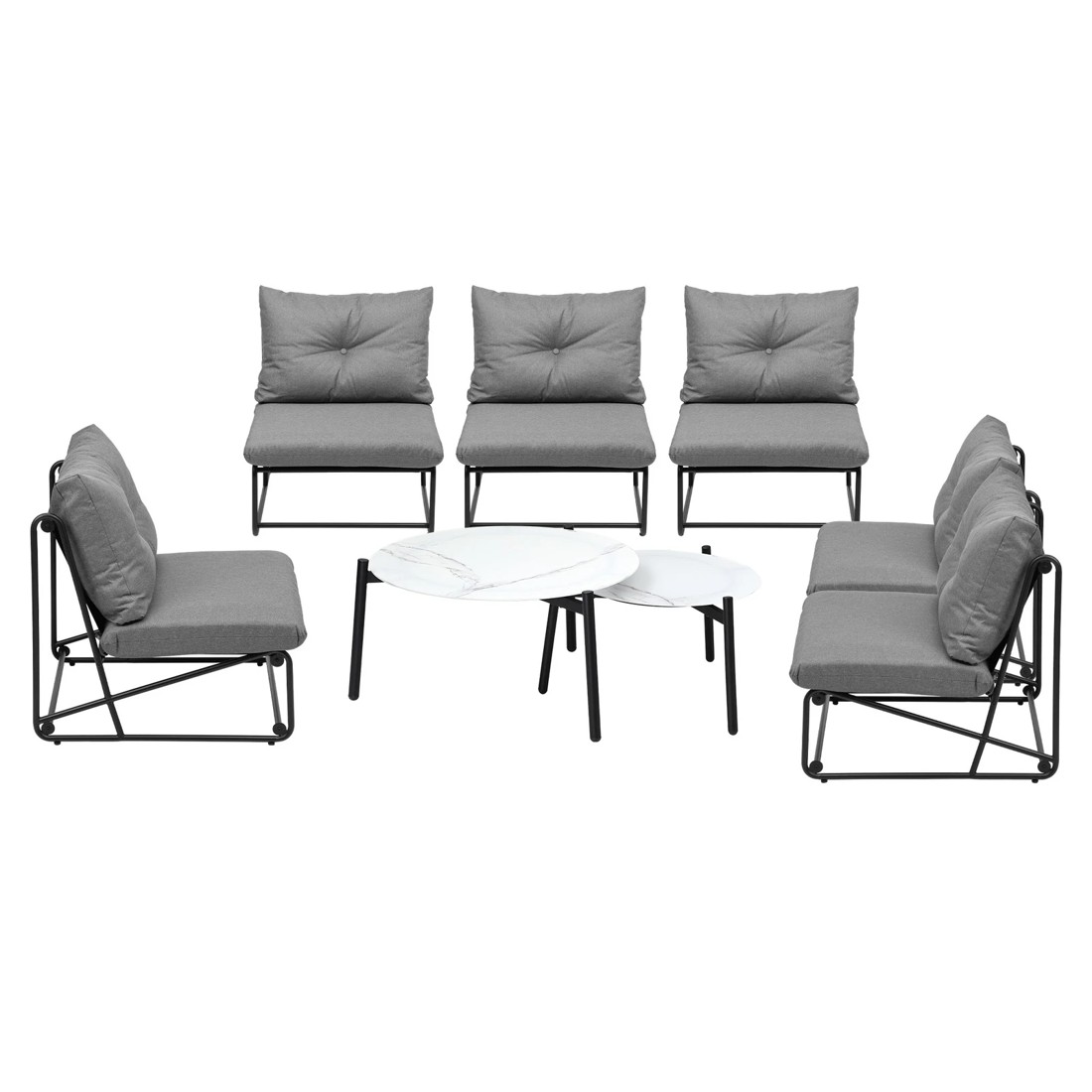 6 Livsip Outdoor Furniture Sofa Set 8-Piece Lounge Setting Table Chairs - Grey, 6 of 9