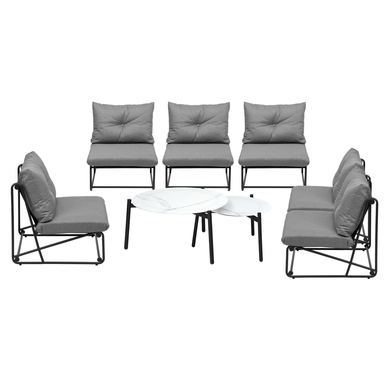 6 Livsip Outdoor Furniture Sofa Set 8-Piece Lounge Setting Table Chairs - Grey, 6 of 9