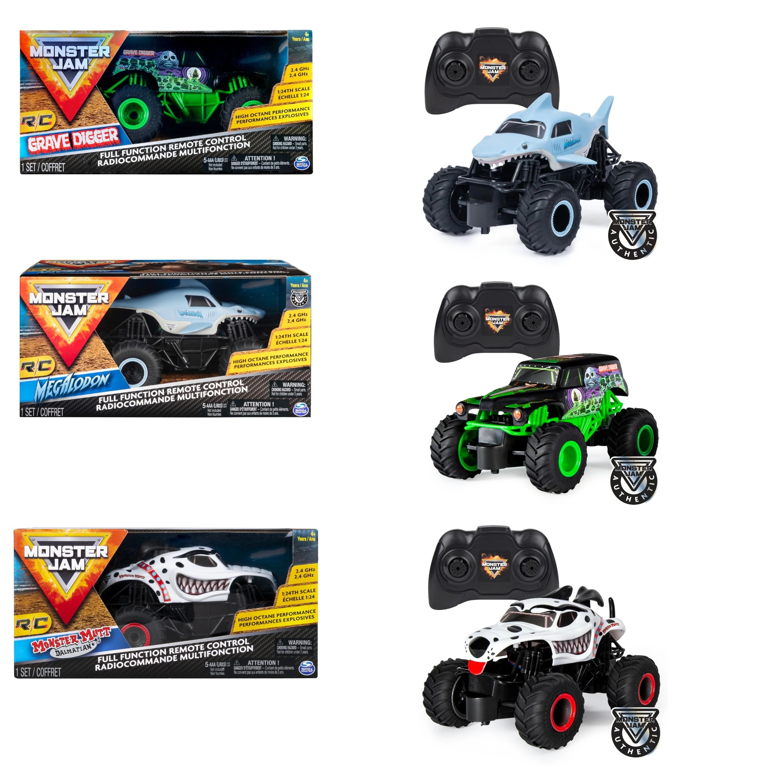 1 Monster Jam RC 1:24 Scale Remote Control Monster Truck Vehicle - Assorted - Black, 1 of 7