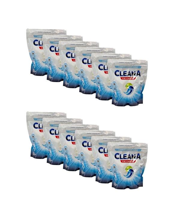 Cleana Laundry Pod 3-In-1 Capsule Detergent 12x36pk Cold Warm Water Safe - Multi