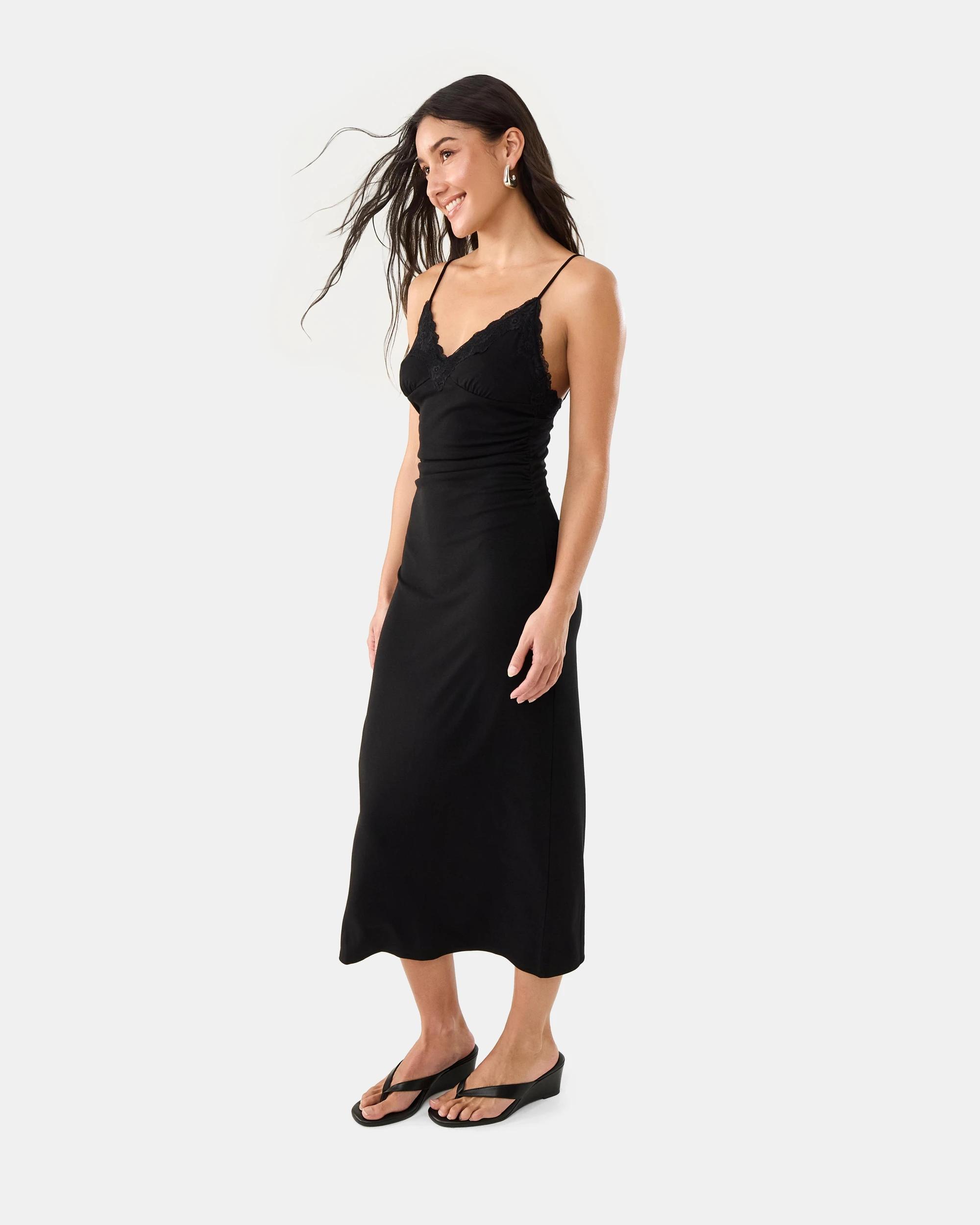 5 Sleeveless V-Neck Lace Maxi Dress Black, 5 of 9