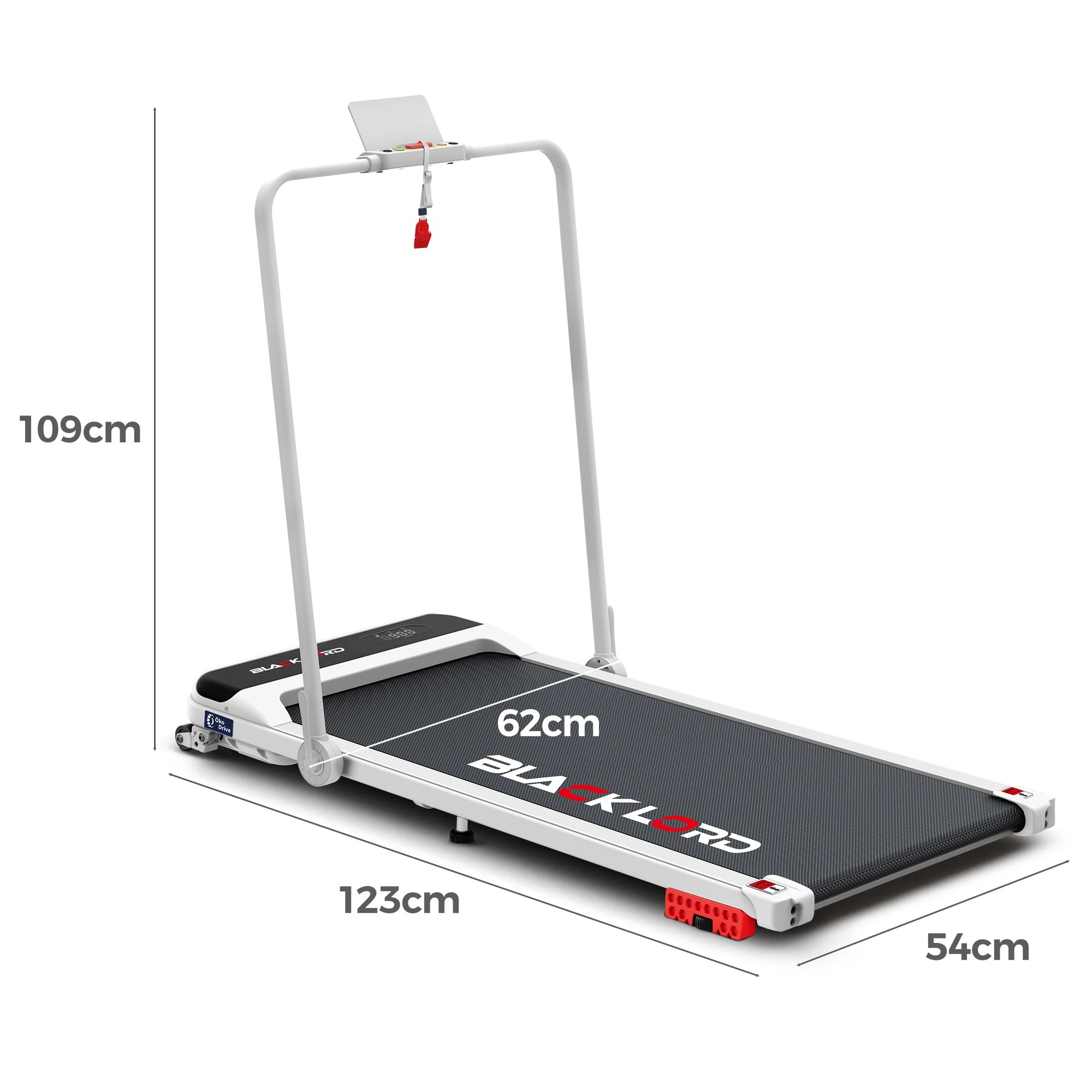 2 Black Lord Treadmill Electric Walking Pad Home Office Incline Foldable - White, 2 of 9