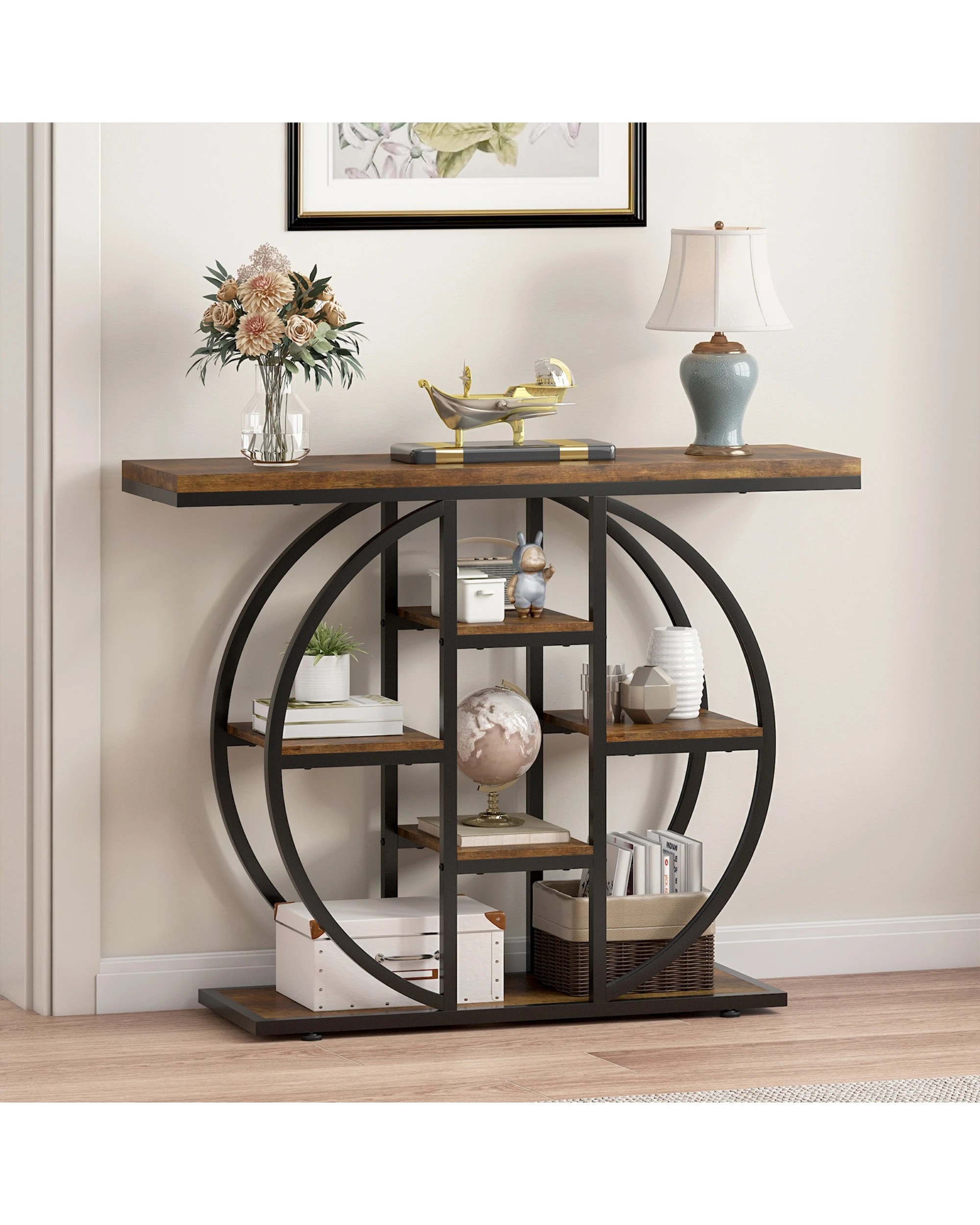3 Advwin Console Table 103cm Entryway Hallway Table w/Storage Shelf Couch Side Table, 3 of 8