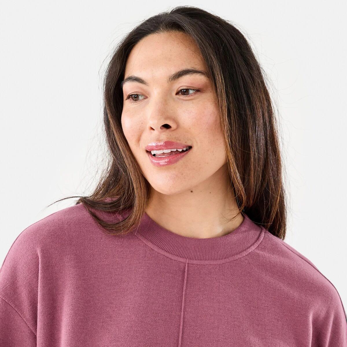 4 Long Sleeve Brushed Seam Detail Top Berry, 4 of 6