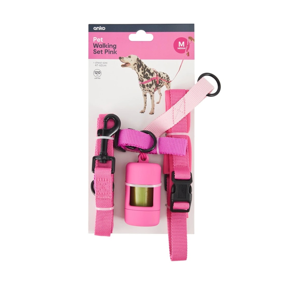 5 Pet Walking Set - Medium, Pink, 5 of 5