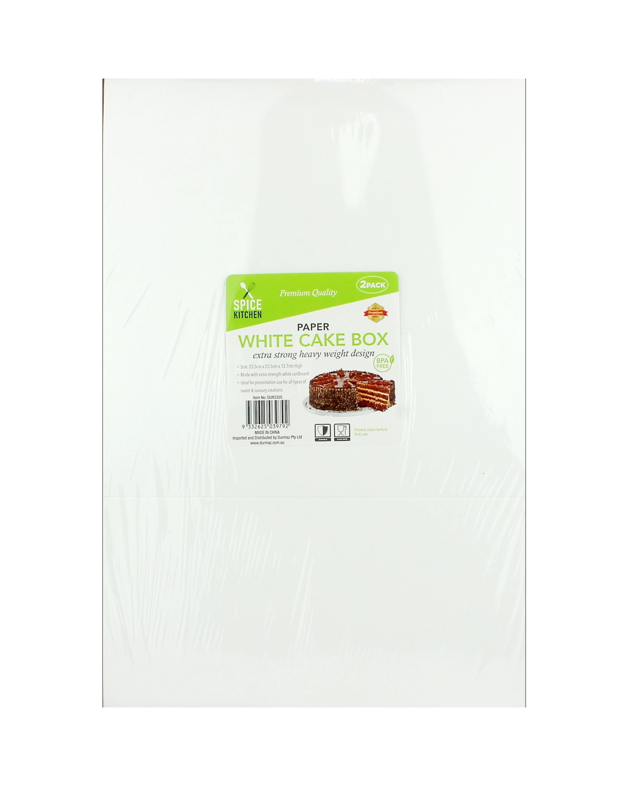 2 Durmaz White Square Cardboard Cake Boxes 25.5cm Pack of 2, 2 of 3