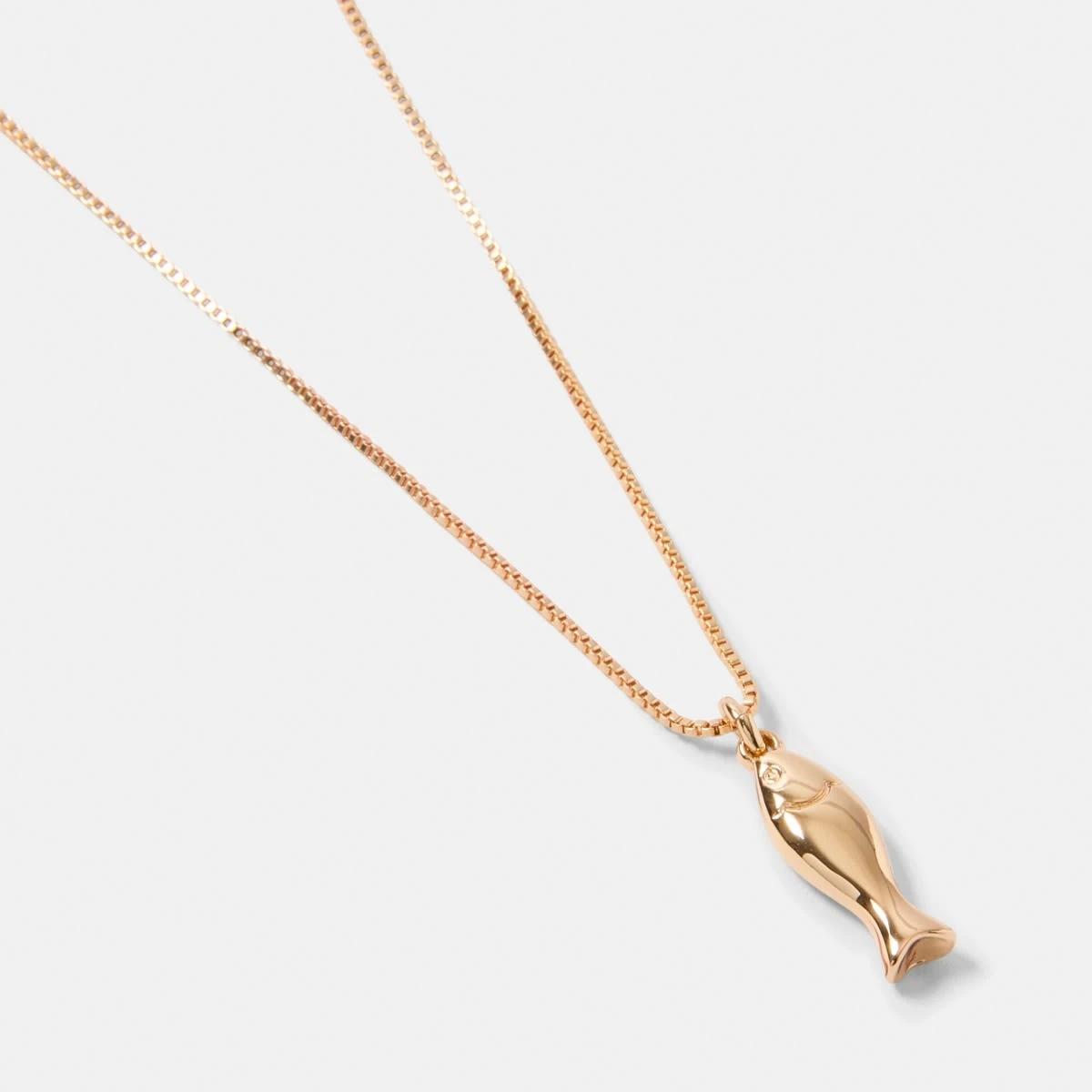 1 Fish Pendant Necklace - Gold Tone GOLD METAL, 1 of 4