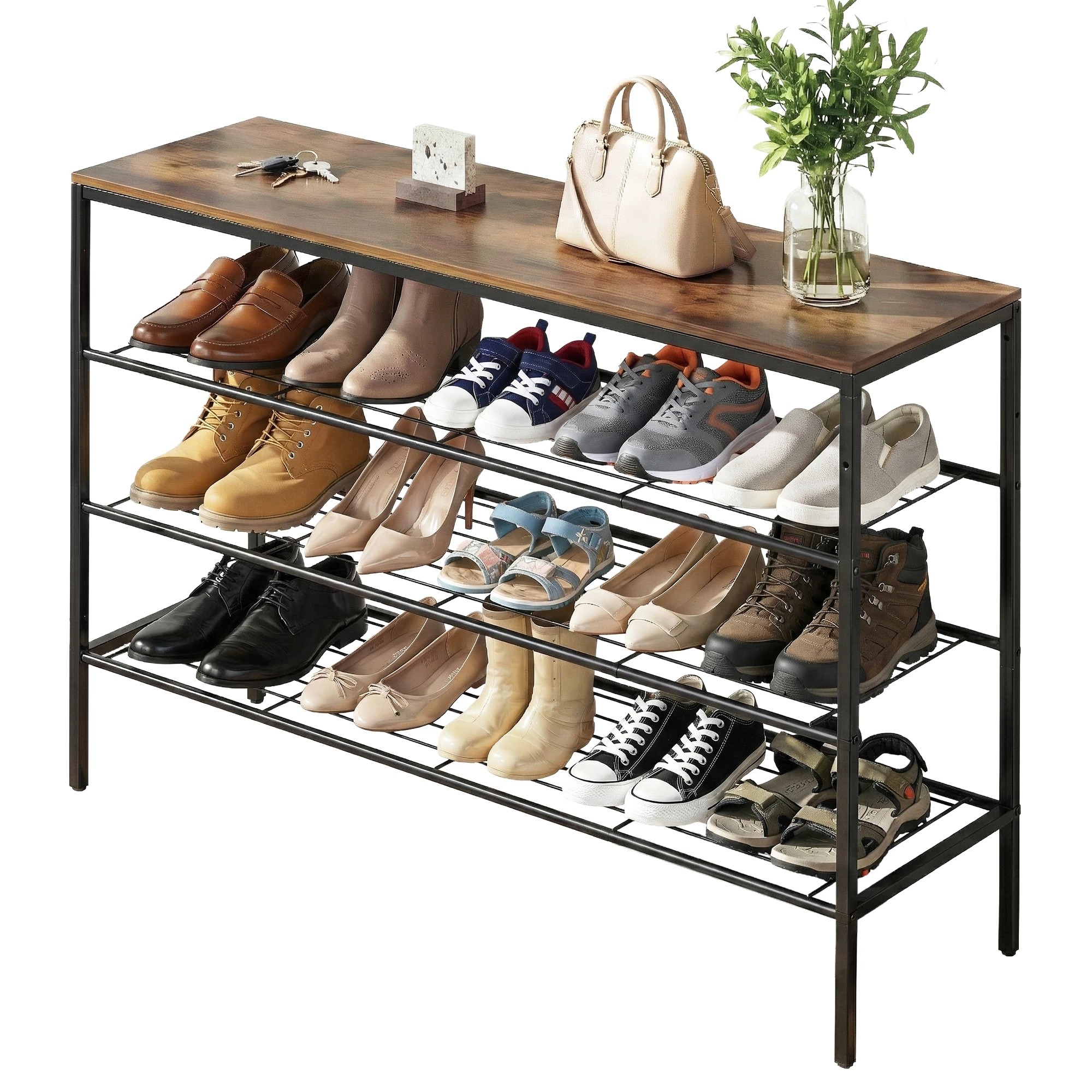 1 Artiss Shoe Rack 4 tier Storage Organiser - Black, 1 of 3