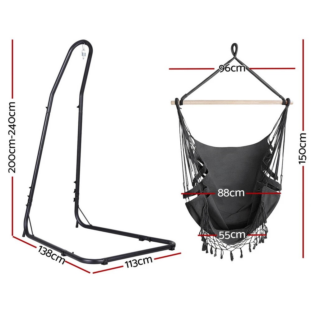 2 Gardeon Hammock Hanging Chair with Stand - - Multi, 2 of 6