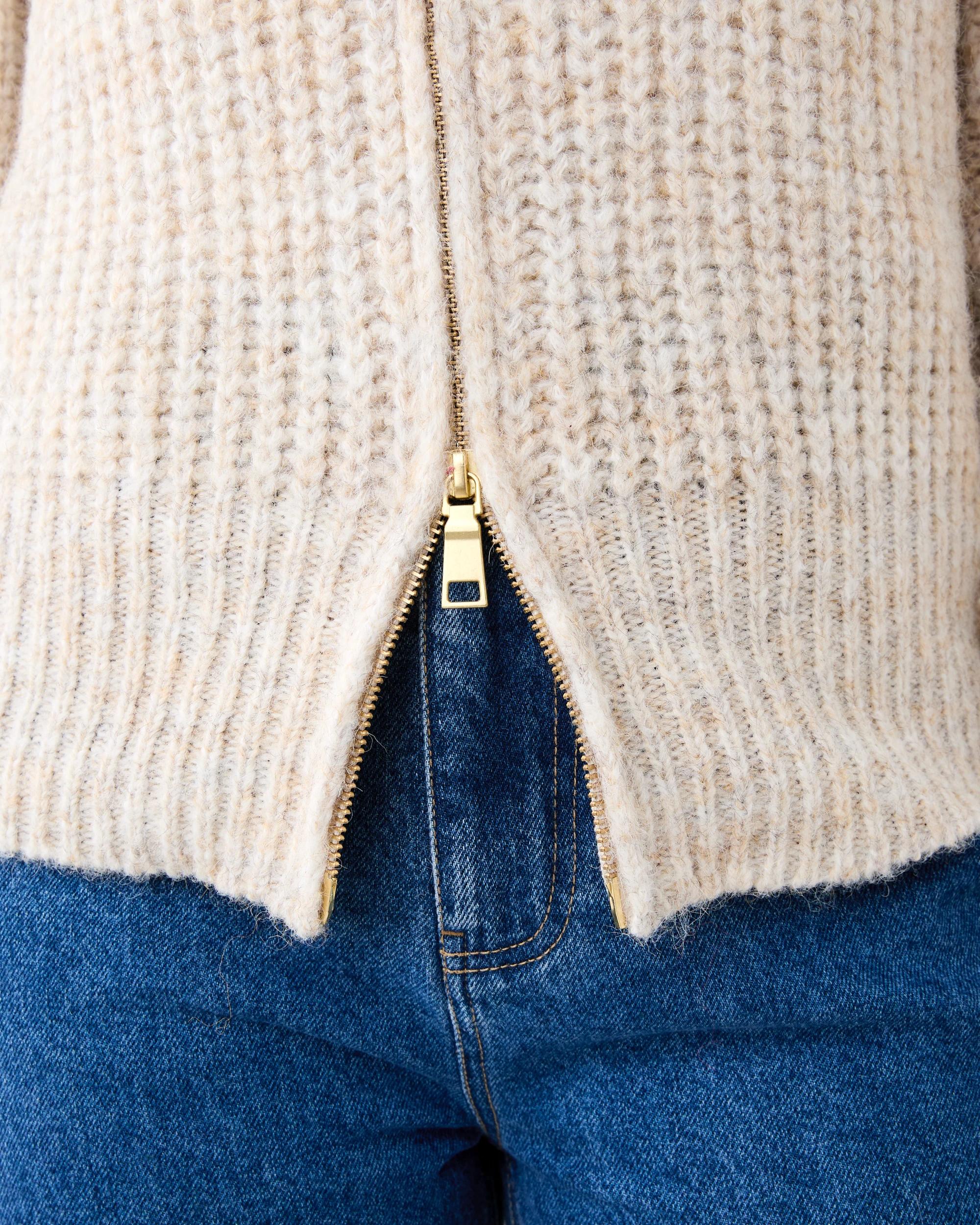 7 Fisherman Rib Knit Bomber Bge Otml, 7 of 8