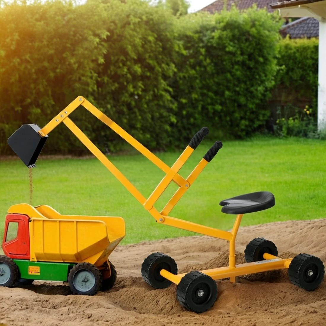 3 Keezi Kids Ride On Car Digger Bulldozer Sandpit Play Toys Rotate Seat - Yellow, 3 of 5