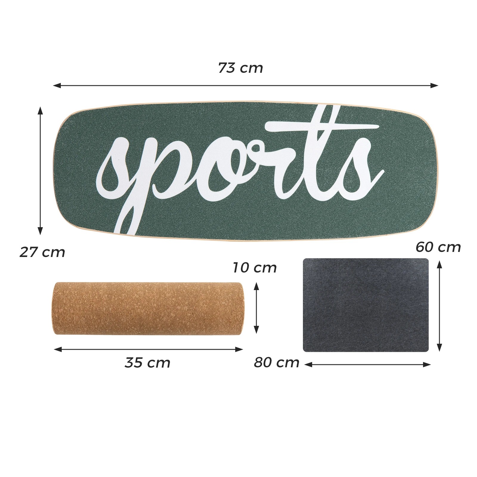 3 Costway Wobble Balance Board Trainer w/Cork Roller Wobble Board for Snowboard Training - Green, 3 of 3