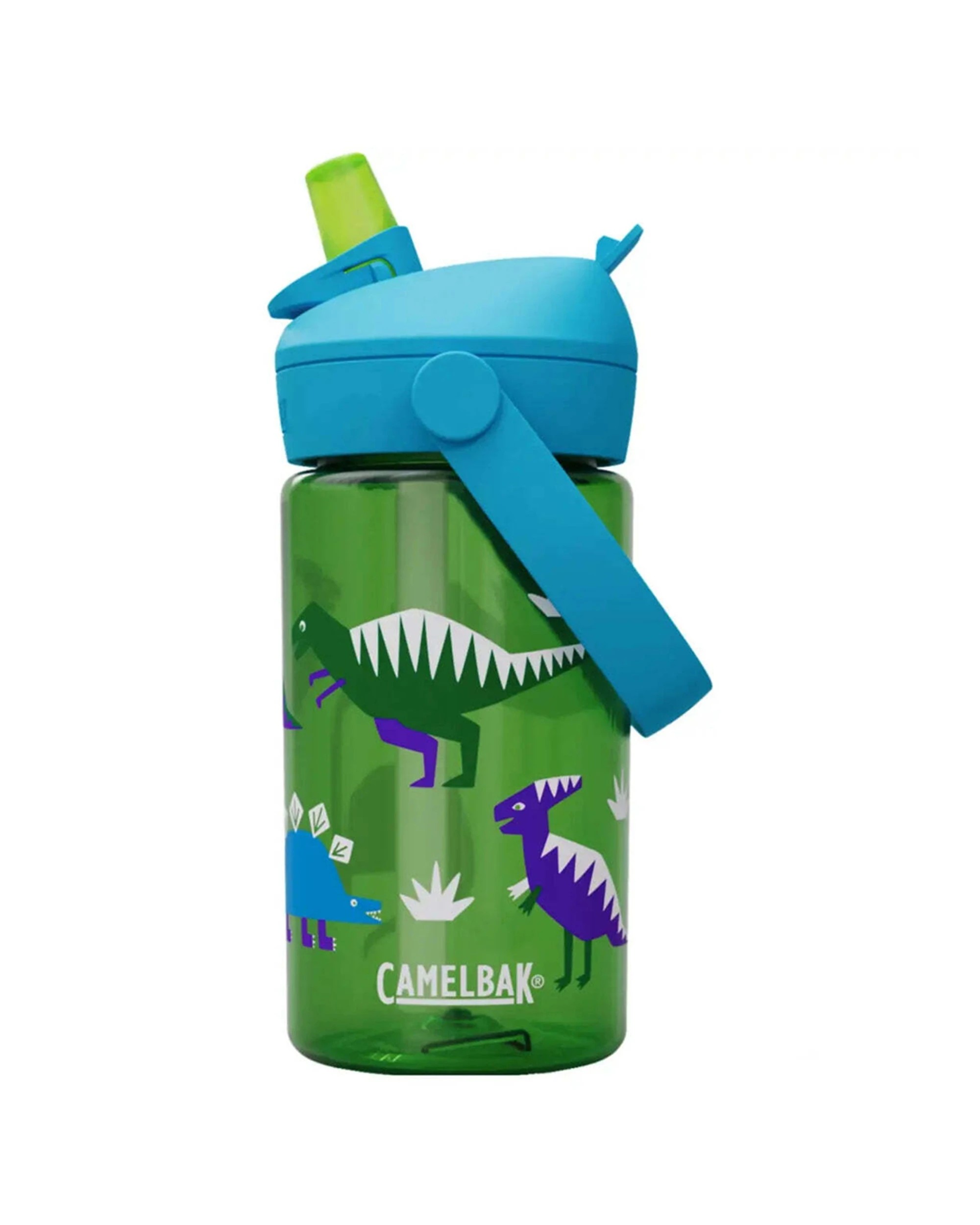 1 CamelBak Kids Thrive Flip Straw 400ml Drink Bottle Leakproof Hip Dinos - Green, 1 of 4