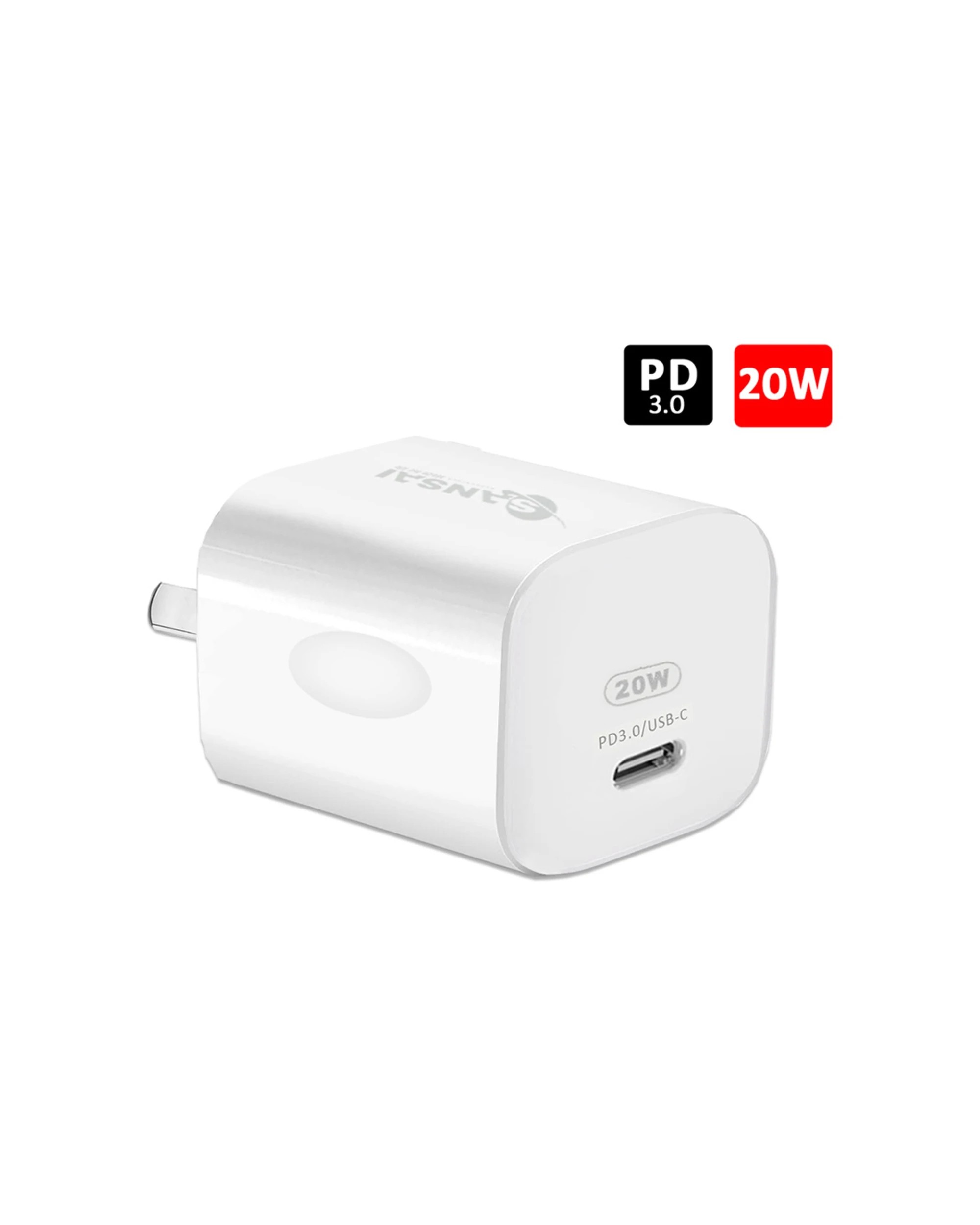 2 Sansai USB-C PD Wall Charger Power Point Adaptor Fast Charging Compatible 20W - White, 2 of 2