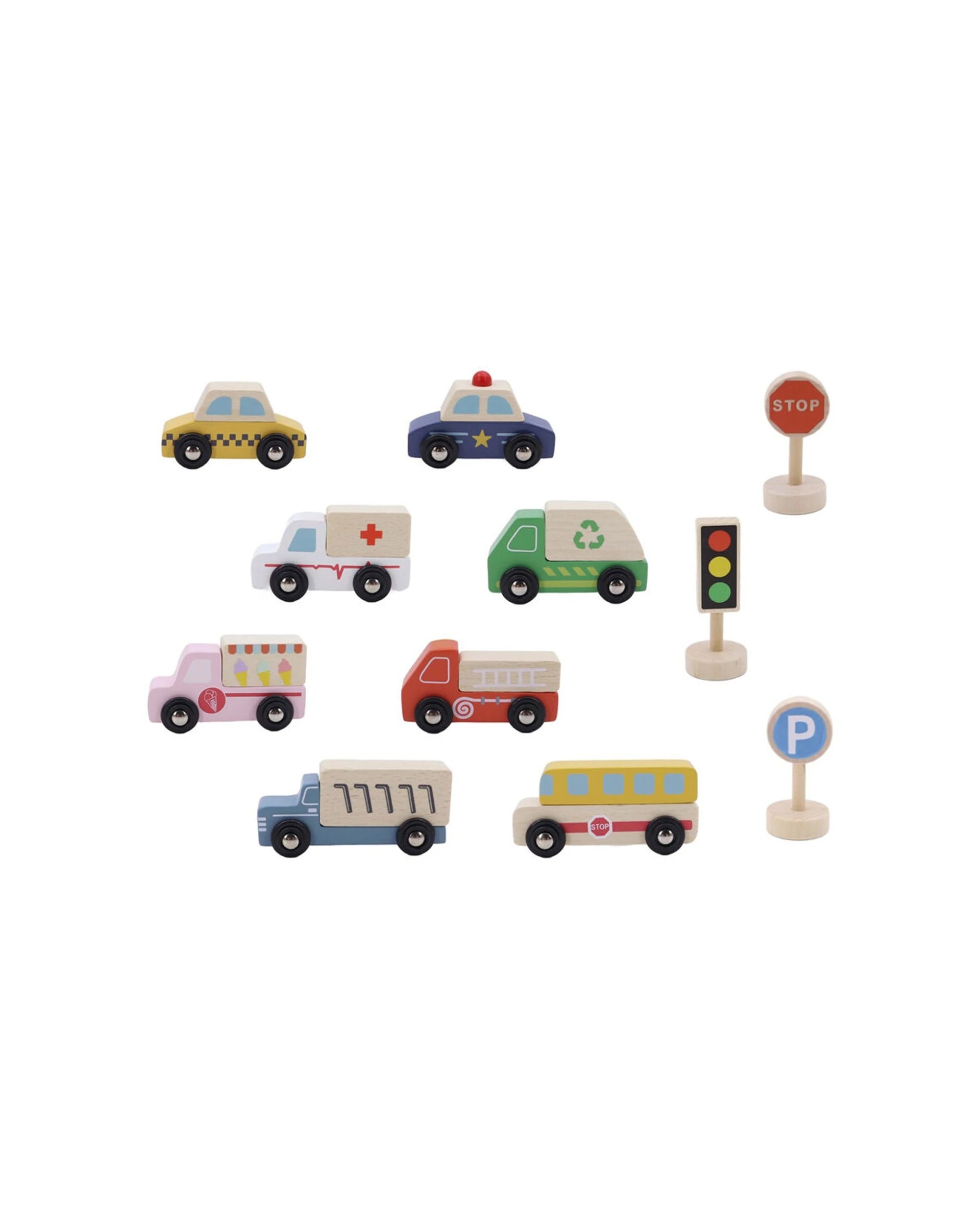 2 Kaper Kidz Wooden Cars Transportation Box & Street Signs Kids Toy Set - Multi, 2 of 7