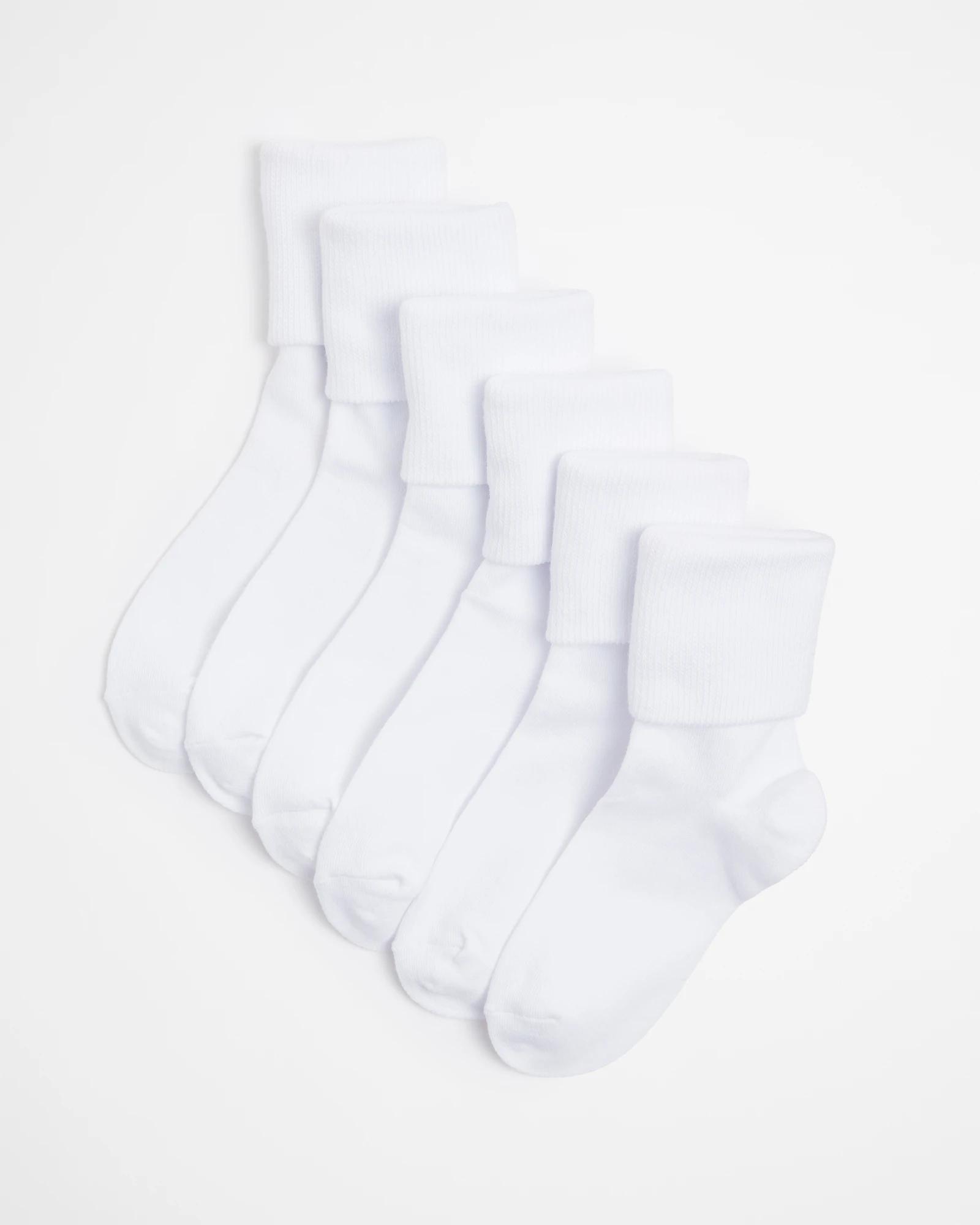 1 Kids School Cuffed Socks 6 Pack - Maxx WHITE, 1 of 3