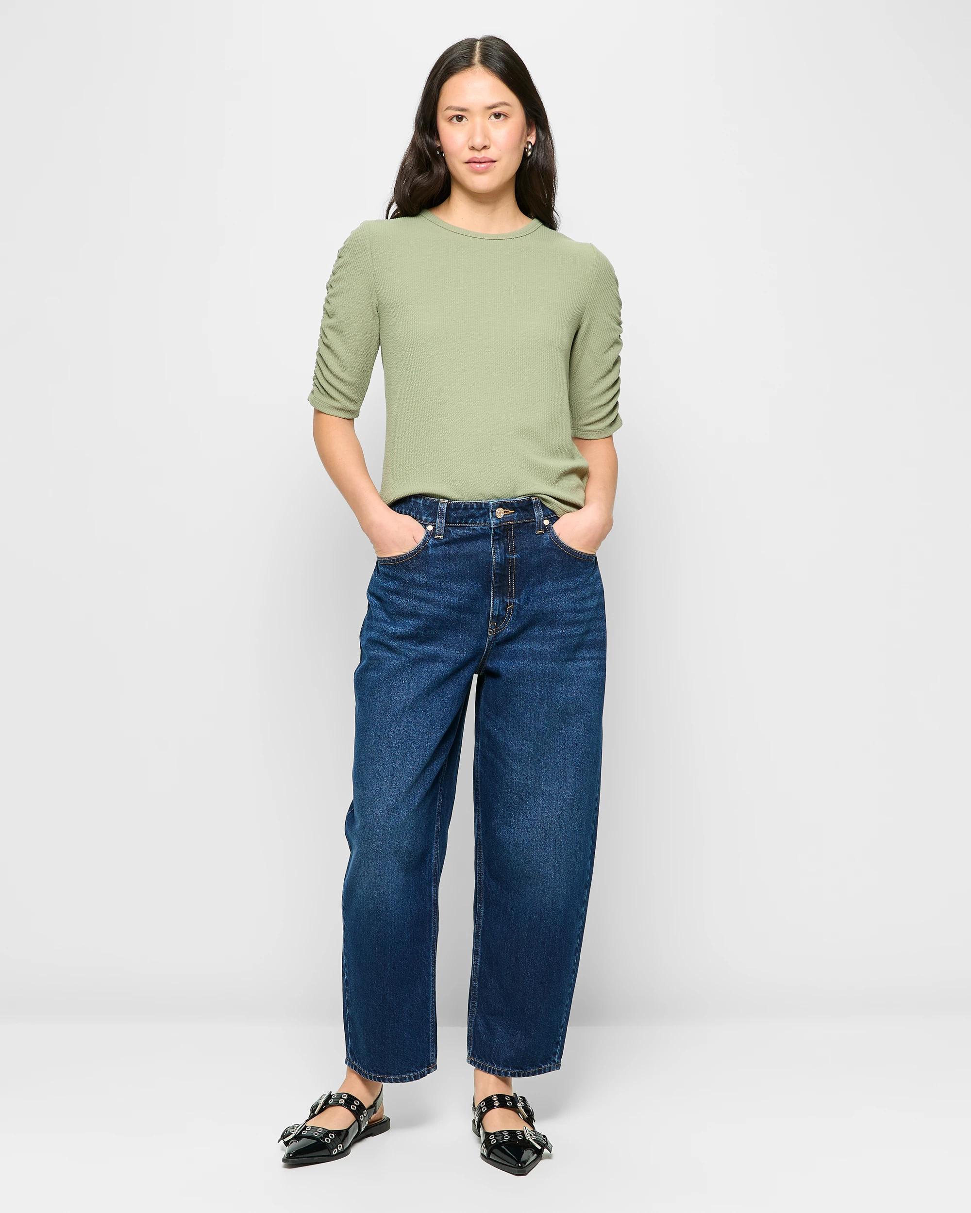 2 Target Ruched Sleeve Textured Top SPRING SAGE, 2 of 5