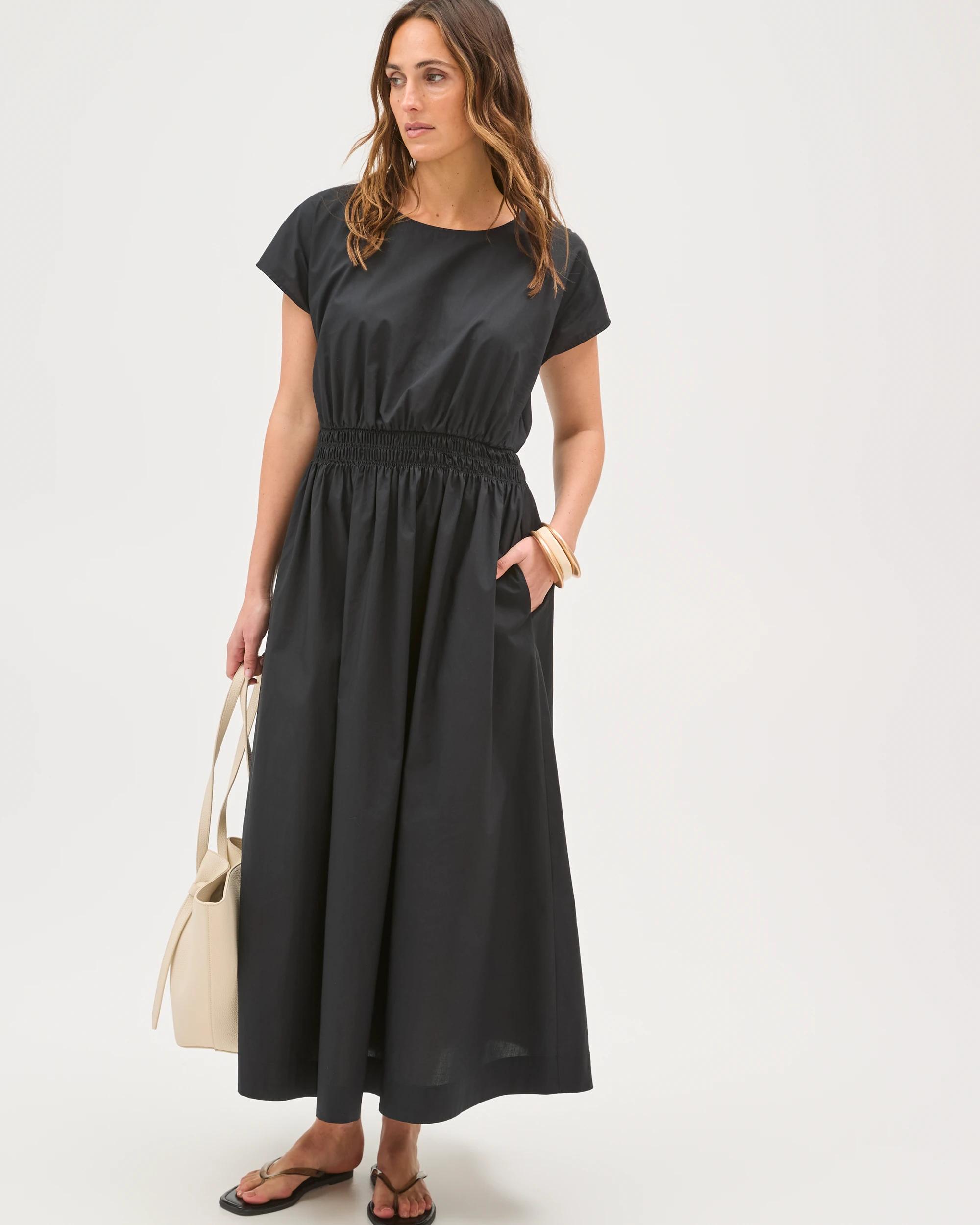 Target Woman Australian Cotton Poplin Shirred Waist Maxi Dress