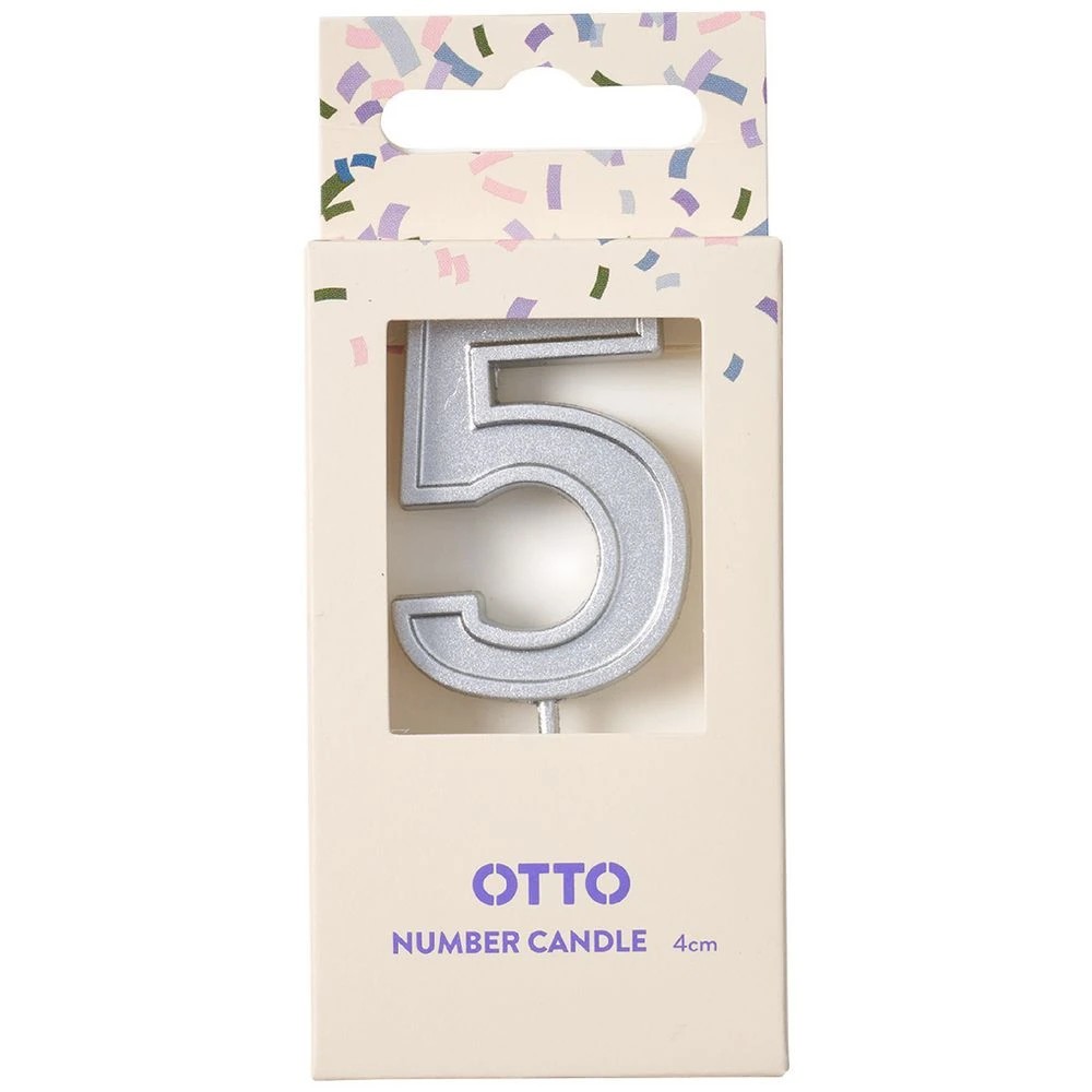 1 Otto Candle Number 5 Silver, 1 of 2
