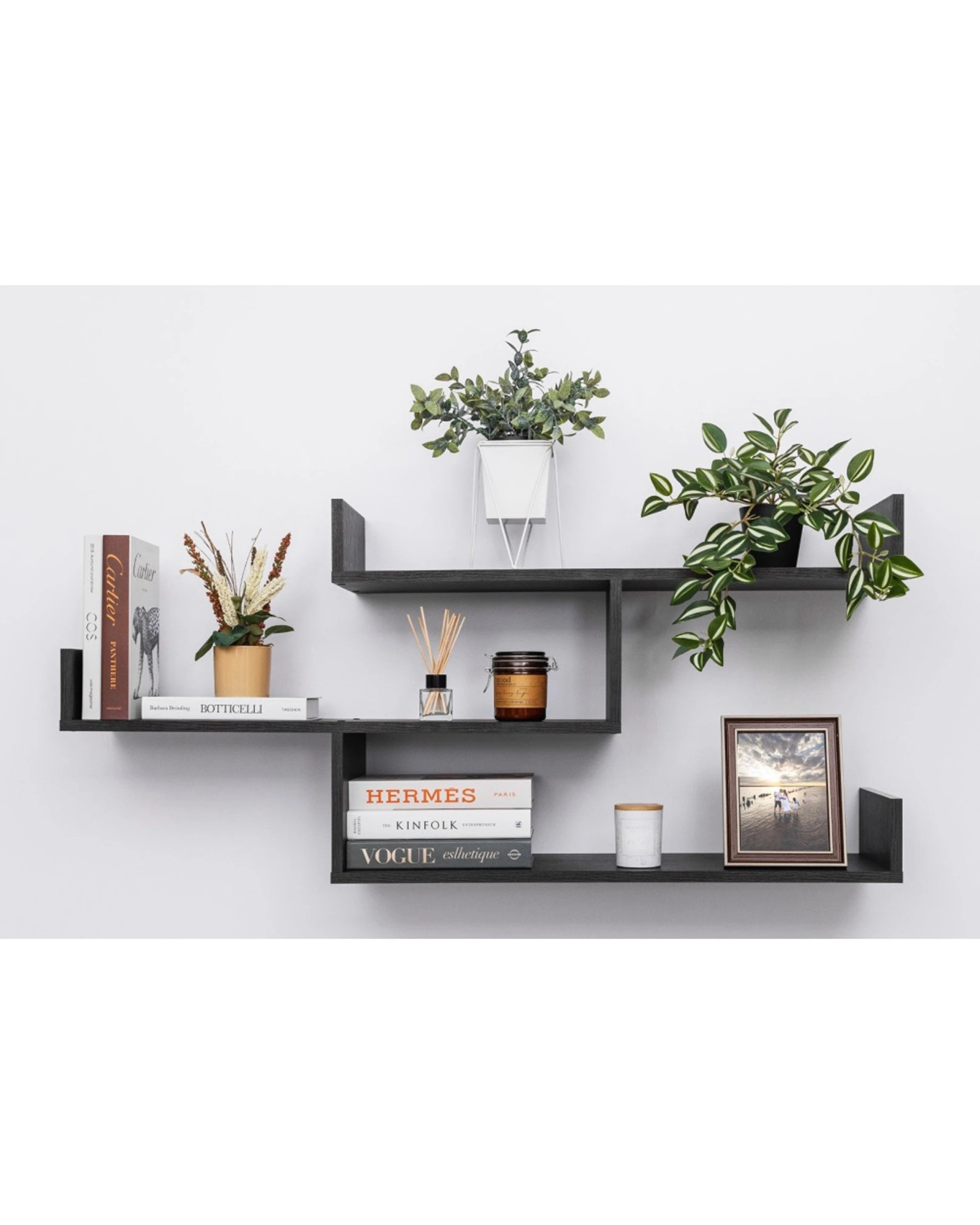 3 European Cabinetry Zurich Shelf Set Modern Level Decorative Display Graphite - Grey, 3 of 3