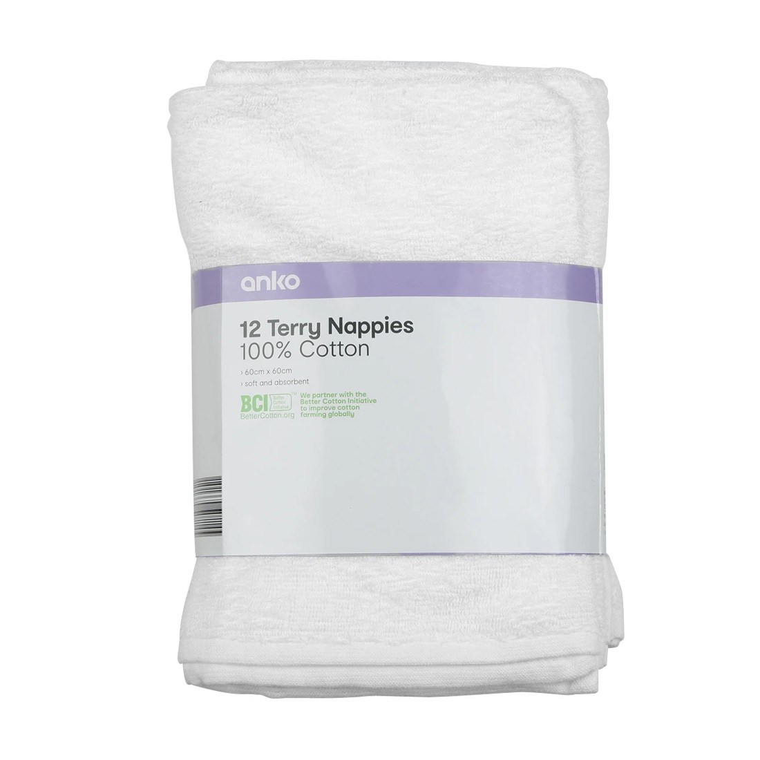 1 12 Pack Cotton Terry Nappies, 1 of 3