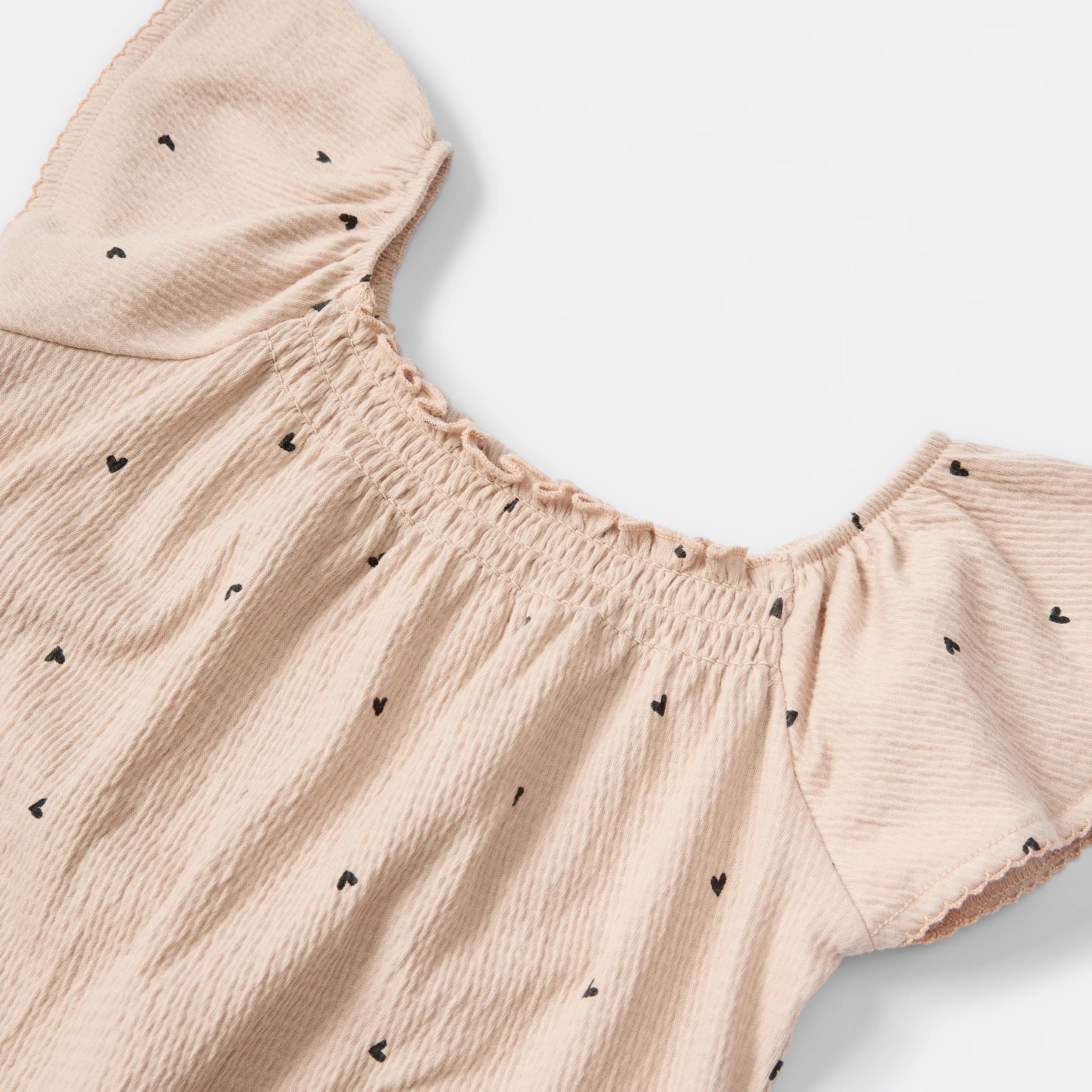 3 Short Sleeve Crinkle Romper DOESKIN HEARTS, 3 of 3