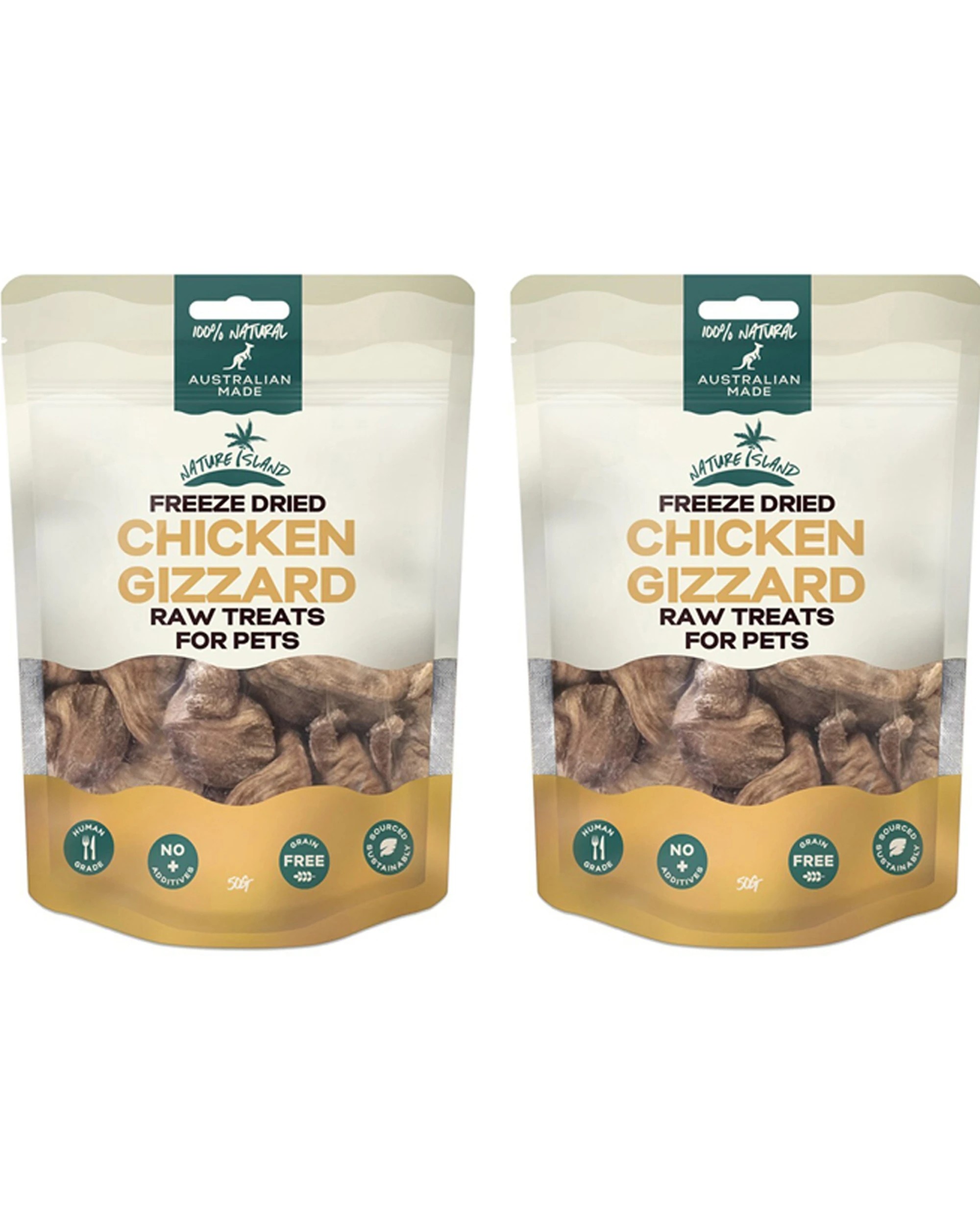 1 Nature Island Freeze Dried Chicken Gizzard Pet Raw Treats 2PK 50g - Brown, 1 of 1