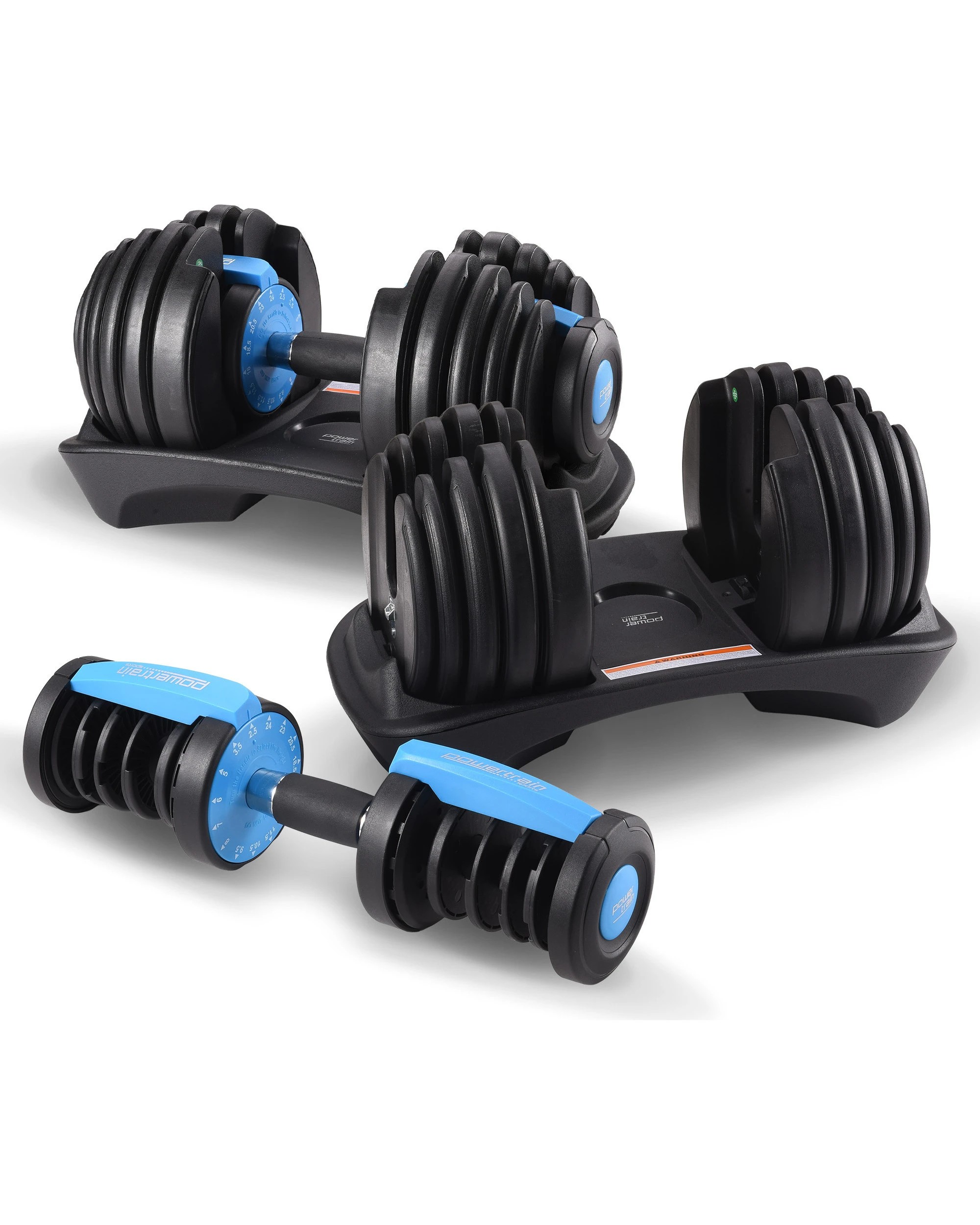 6 Powertrain 48kg Adjustable Dumbbells Set Home Gym Exercise Free Weights Stand - Blue, 6 of 8