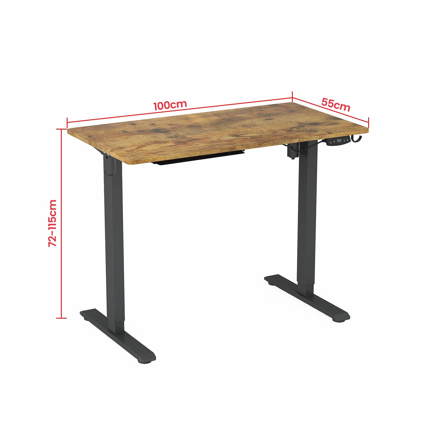 5 Advwin Electric Standing Desk Height Adjustable 100 X 55 Cm
 - Brown, 5 of 10