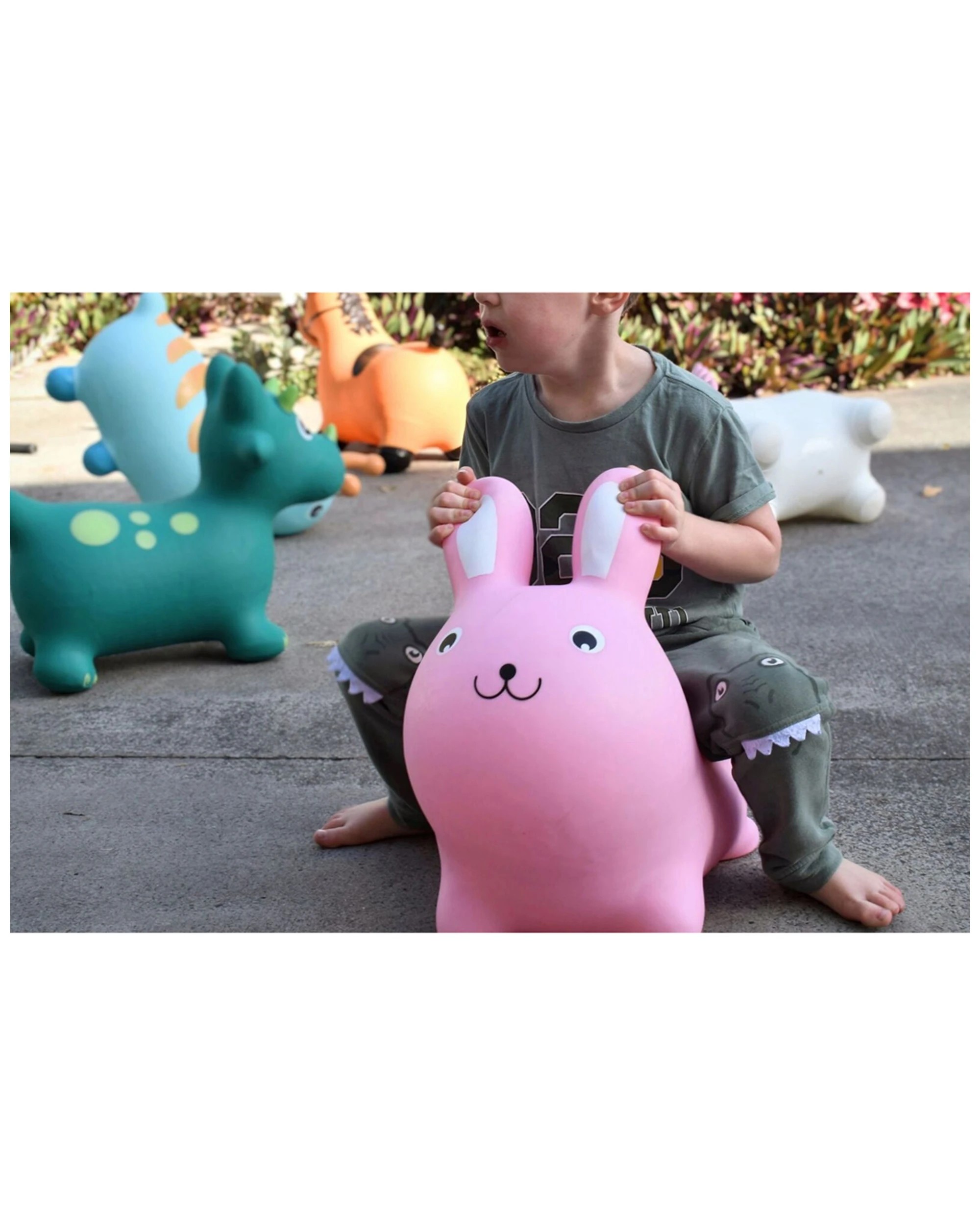 6 Kaper Kidz Bouncy Rider Spike The Triceratops Kids Ride On Toy 12m Teal Colour - Green, 6 of 7