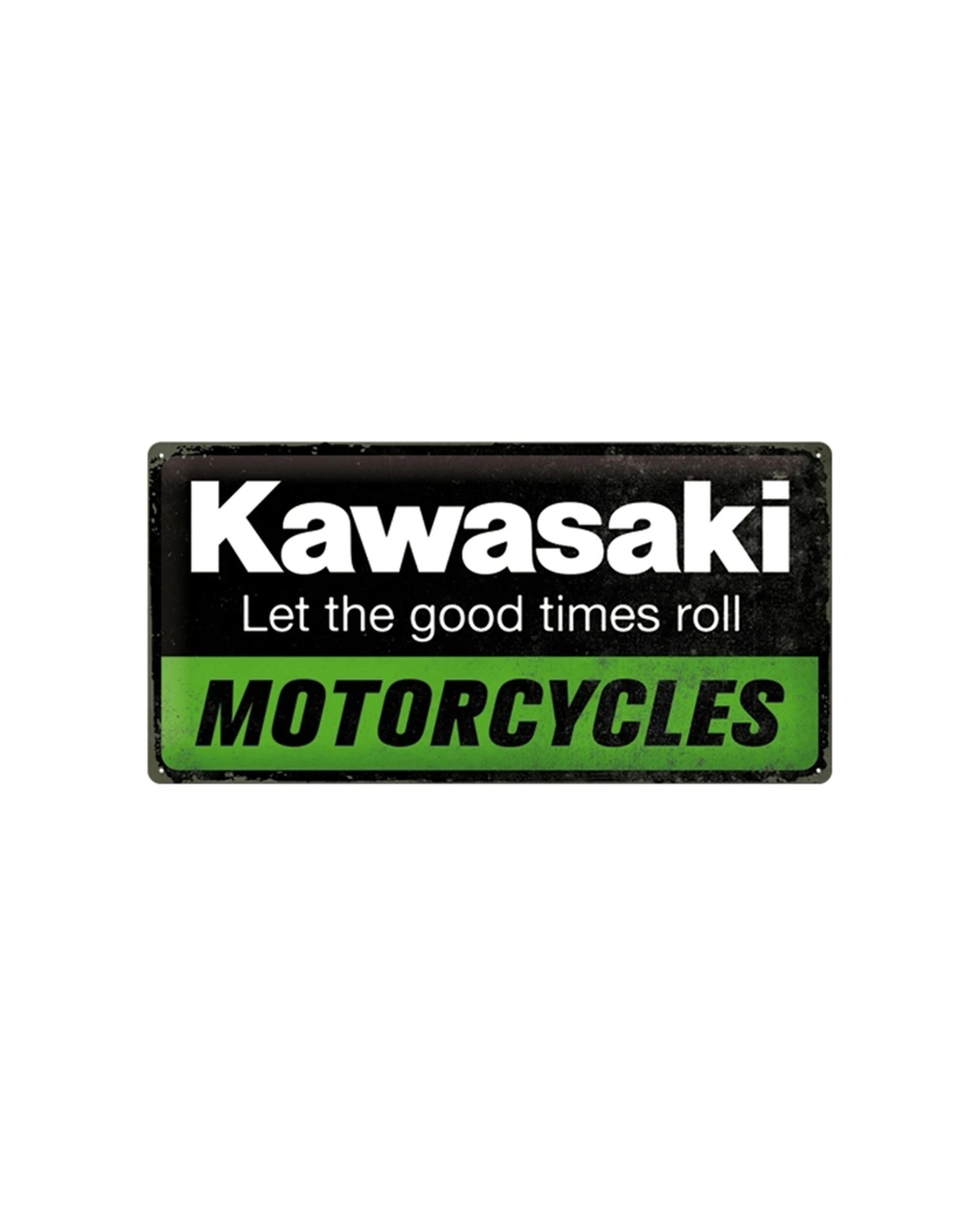 1 Nostalgic-Art 25x50cm Metal Long Sign Plaque - Kawasaki Motorcycles - Green, 1 of 4