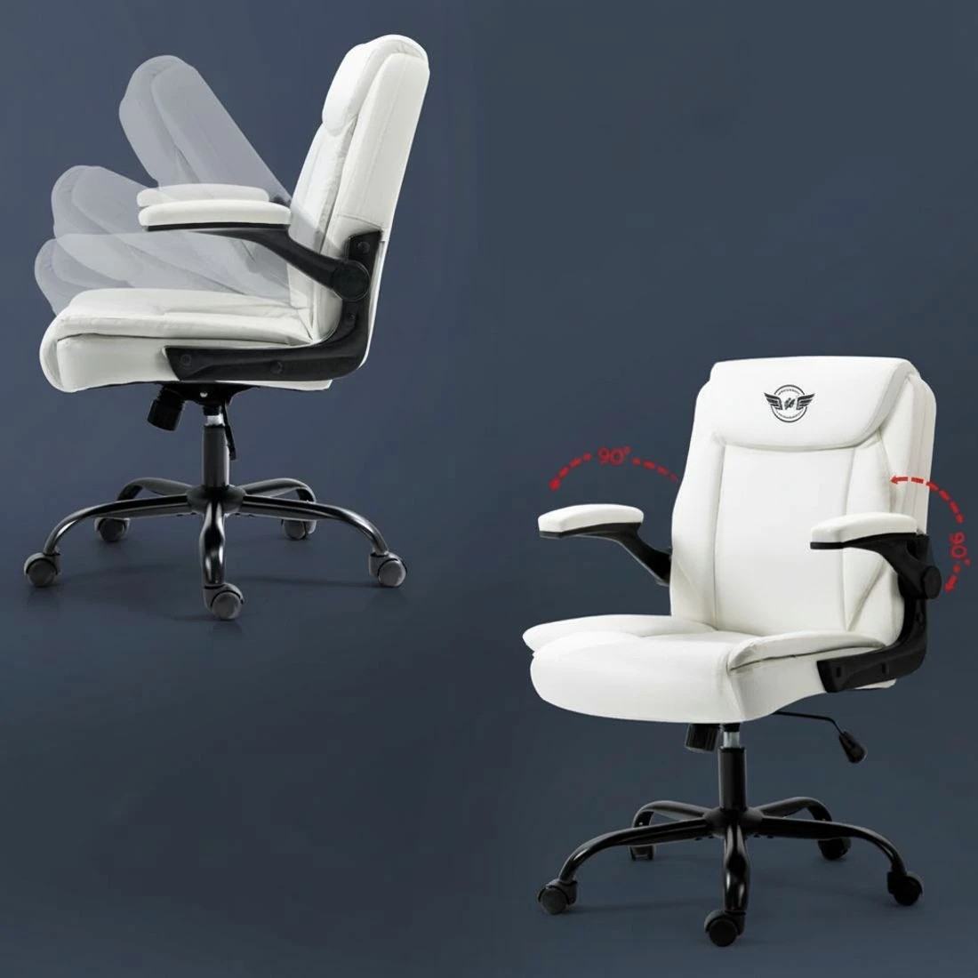 6 Artiss Executive Office Chair Mid Back - White, 6 of 7
