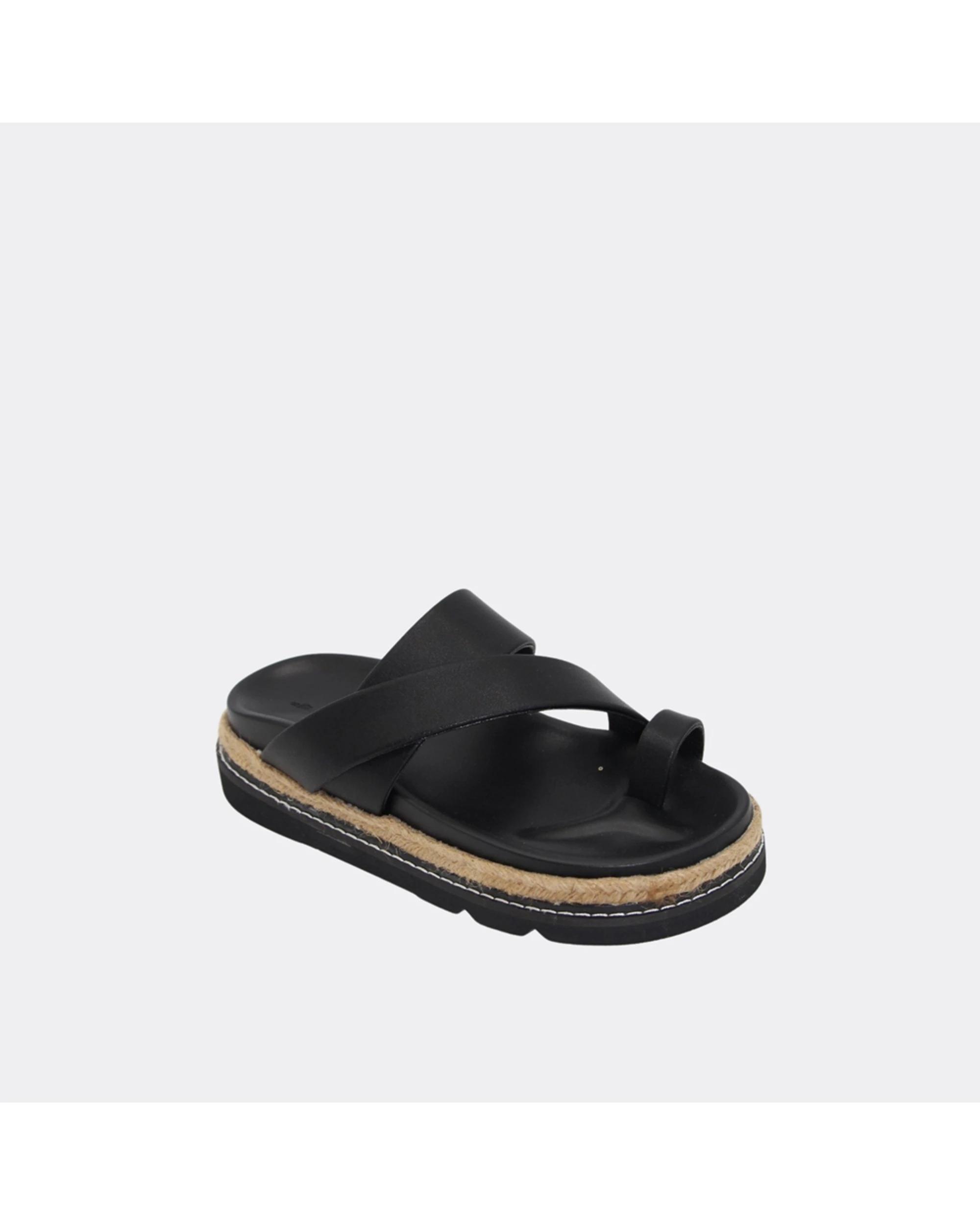 3 Human Shoes Poppy Women Slides Crossover Straps Padded Sandals Black BLACK, 3 of 7