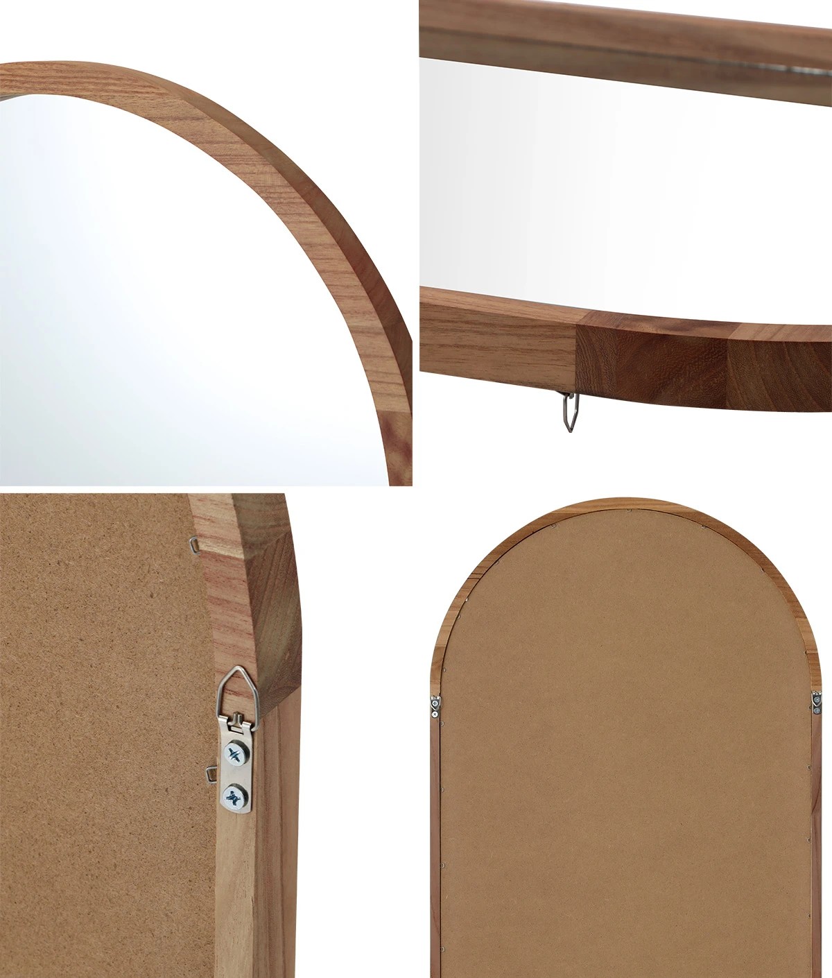 6 Oikiture Wooden Full Length Mirror 166x60cm Arched Dressing Floor Mirrors
 - Brown, 6 of 10