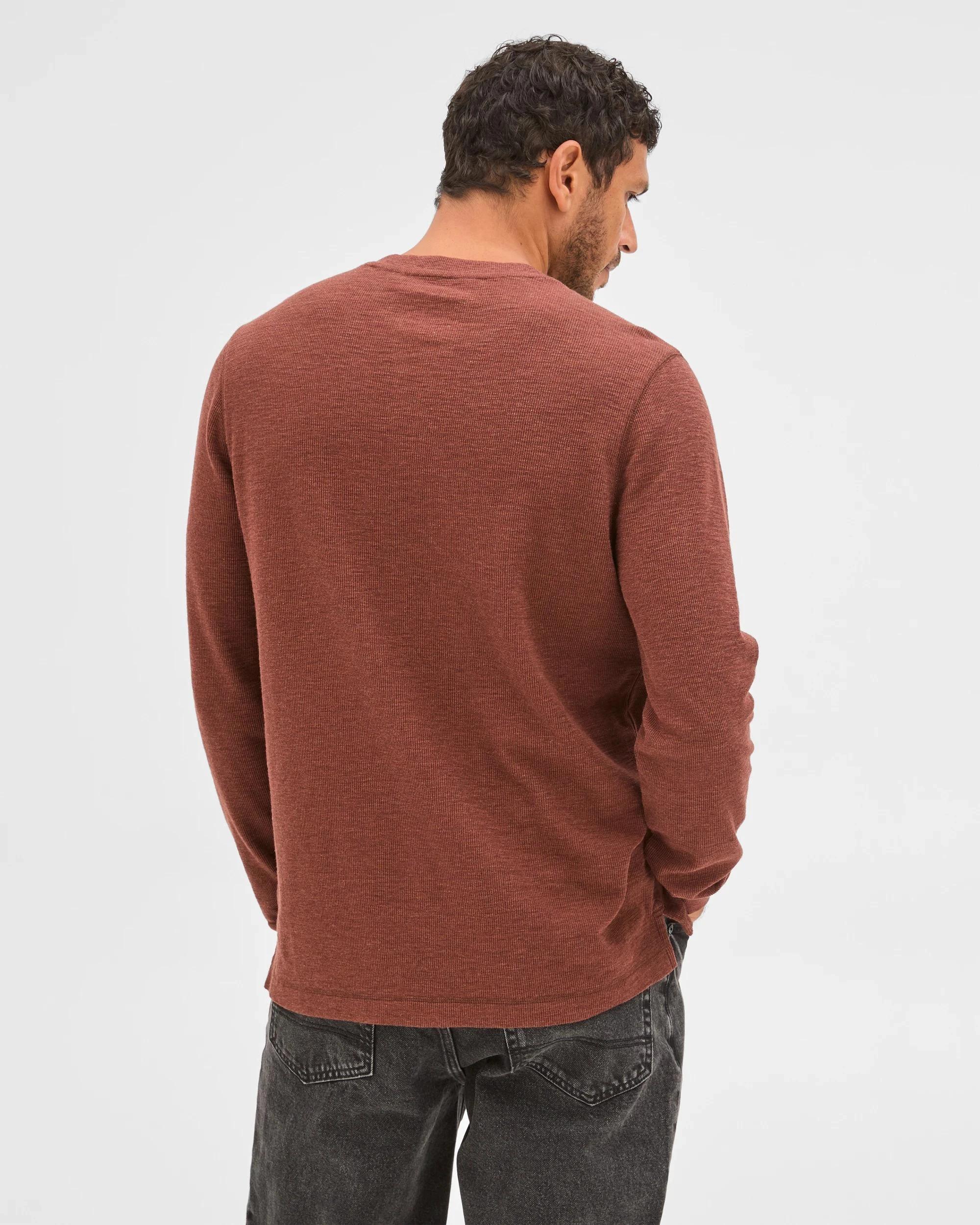 6 Target Australian Cotton Waffle Henley T-Shirt OXBLOOD MARLE, 6 of 6