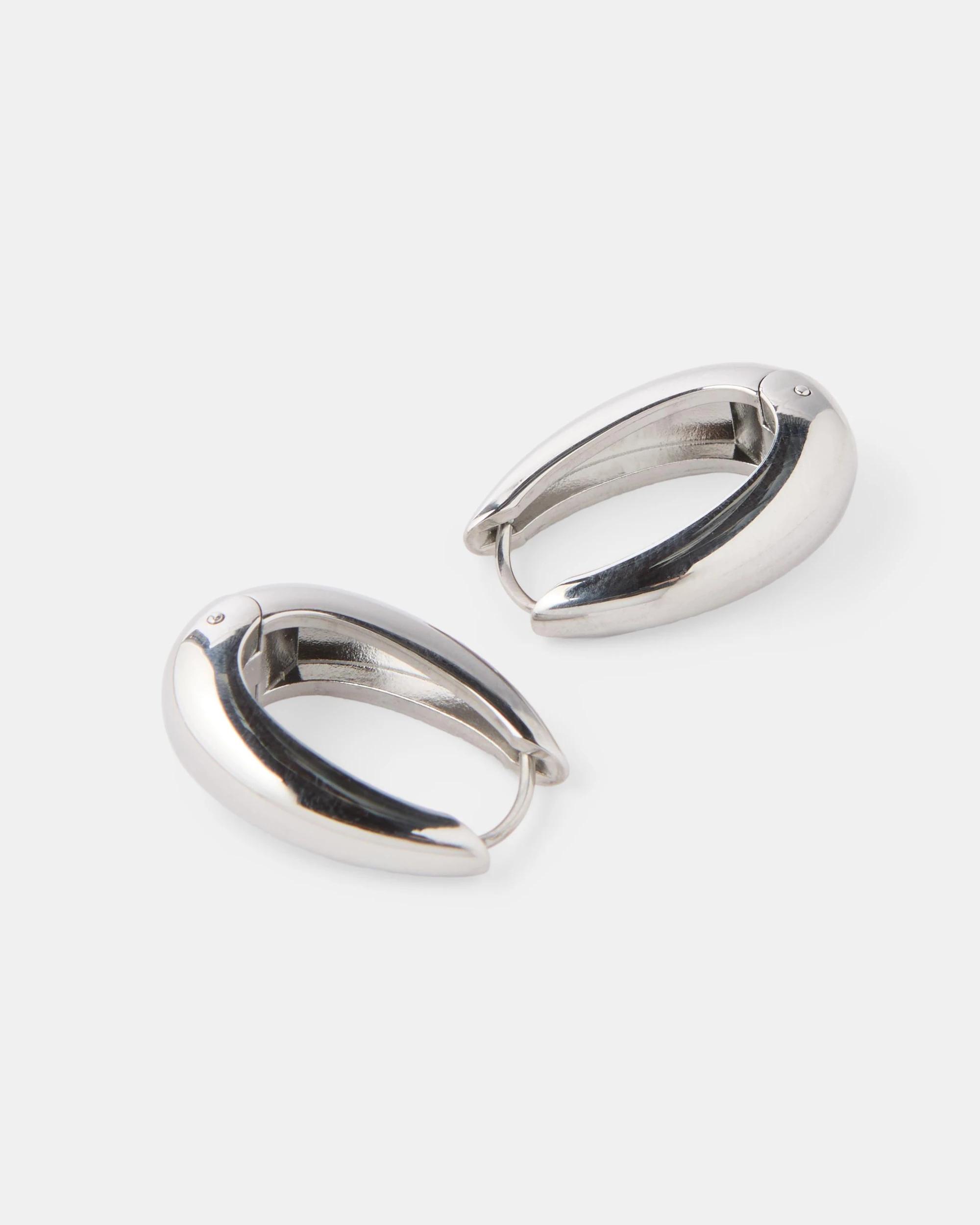 3 Waterproof Stainless Steel Teardrop Hoop Earrings - Silver Tone Silver, 3 of 4