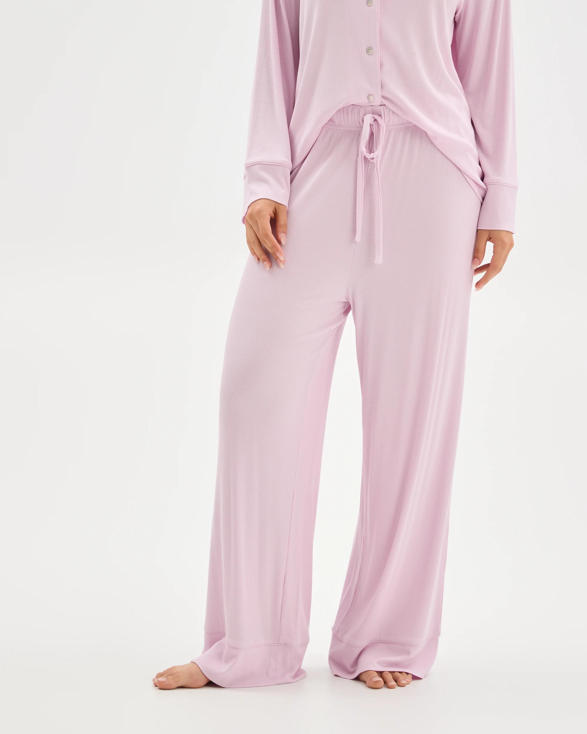 3 Target Woman Rib Wide Leg Sleep Pants PINK, 3 of 6