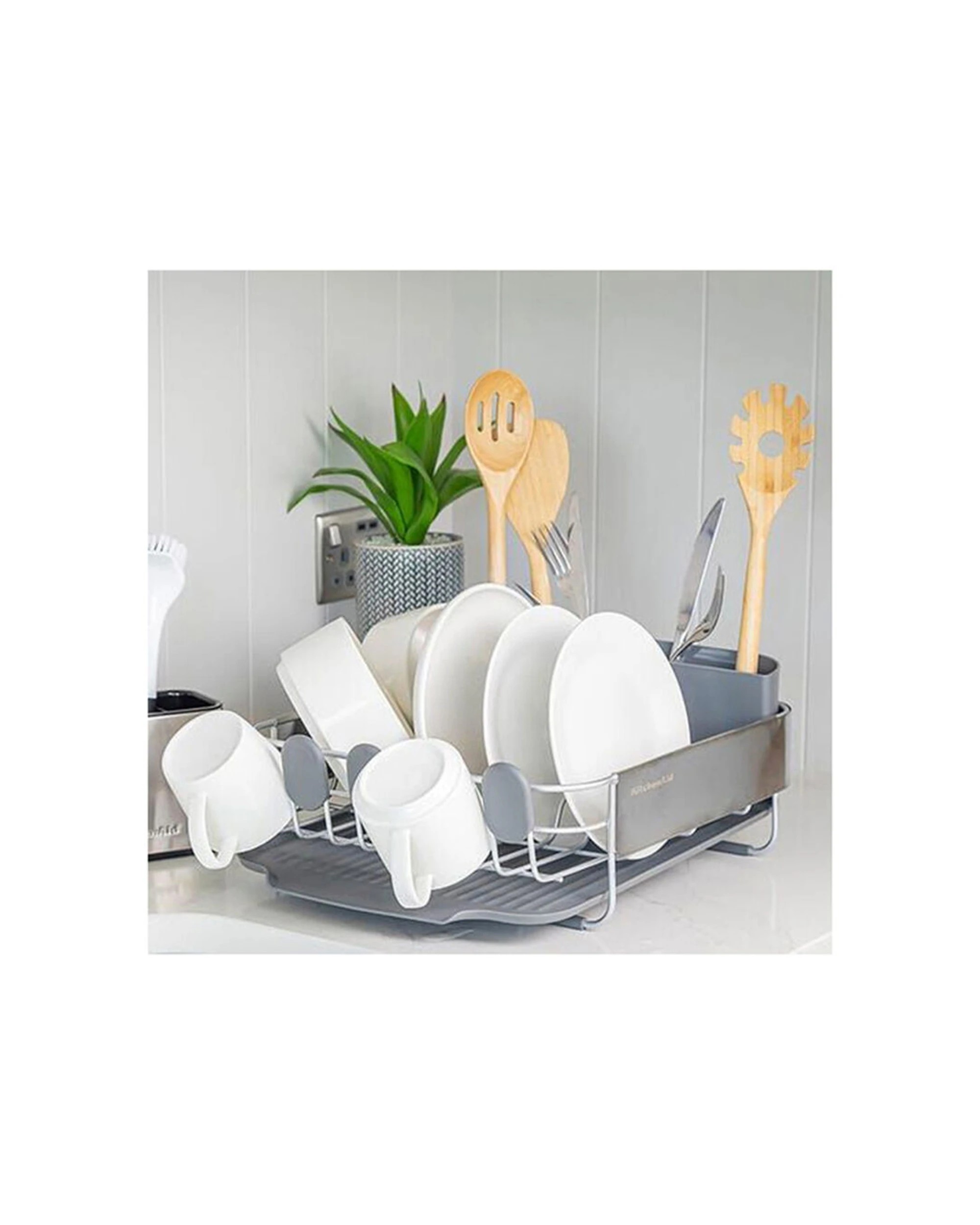 5 KitchenAid Three Compartment Compact Dish Sink Drying Rack - Charcoal, 5 of 5