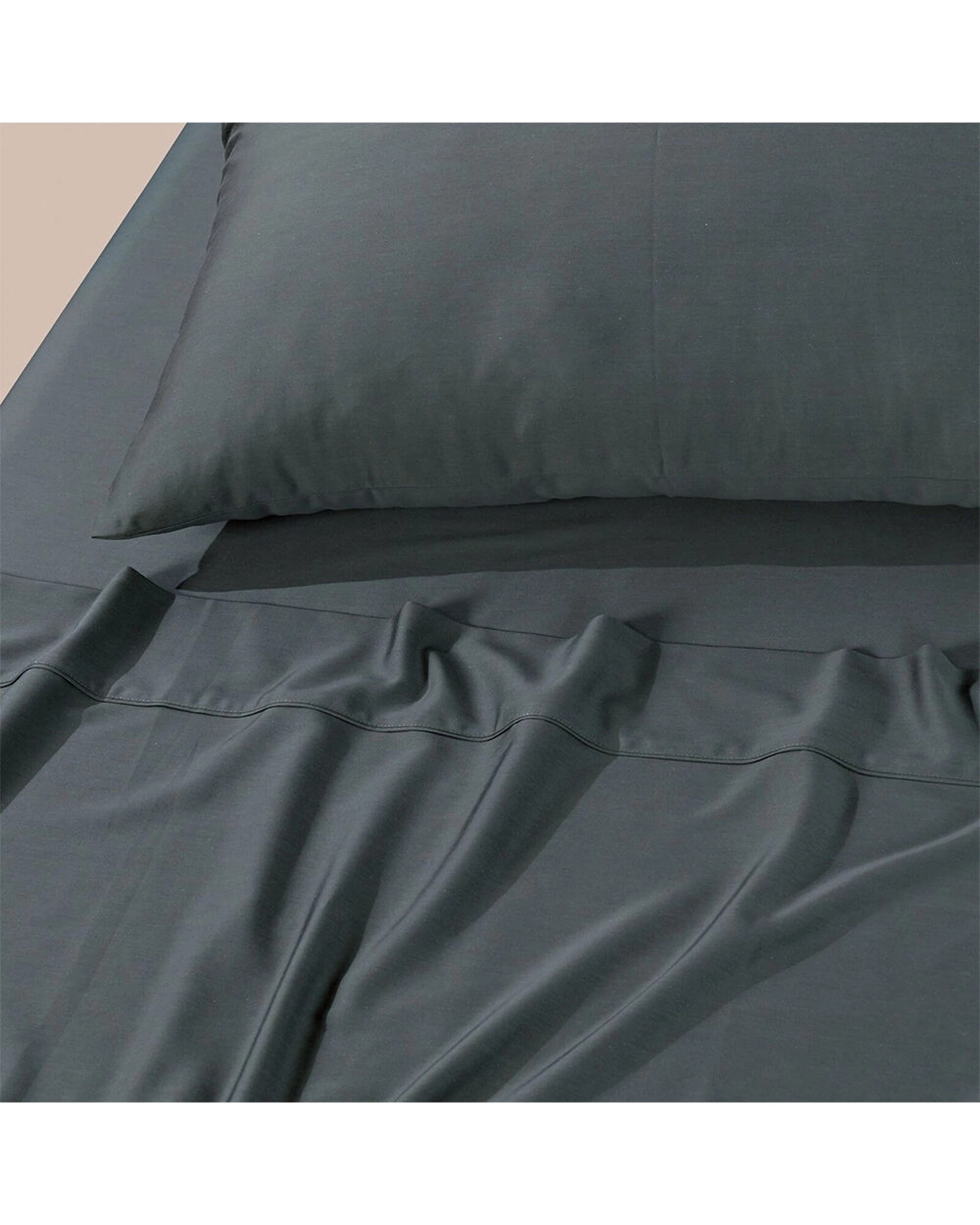 2 Bianca Rosebank 500TC Bamboo Cotton Sateen Blend Sheet Set With 2 Pillowcases - King Bed - Grey, 2 of 8