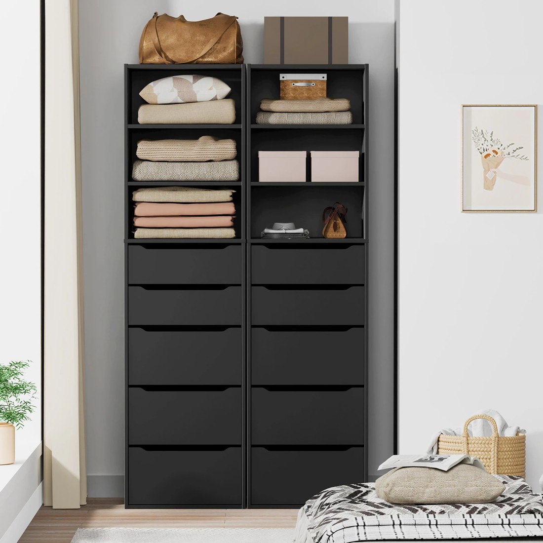 3 Alfordson Wardrobe Clothes Storage Cabinet Closet Organizer 5 Drawers - Black, 3 of 10