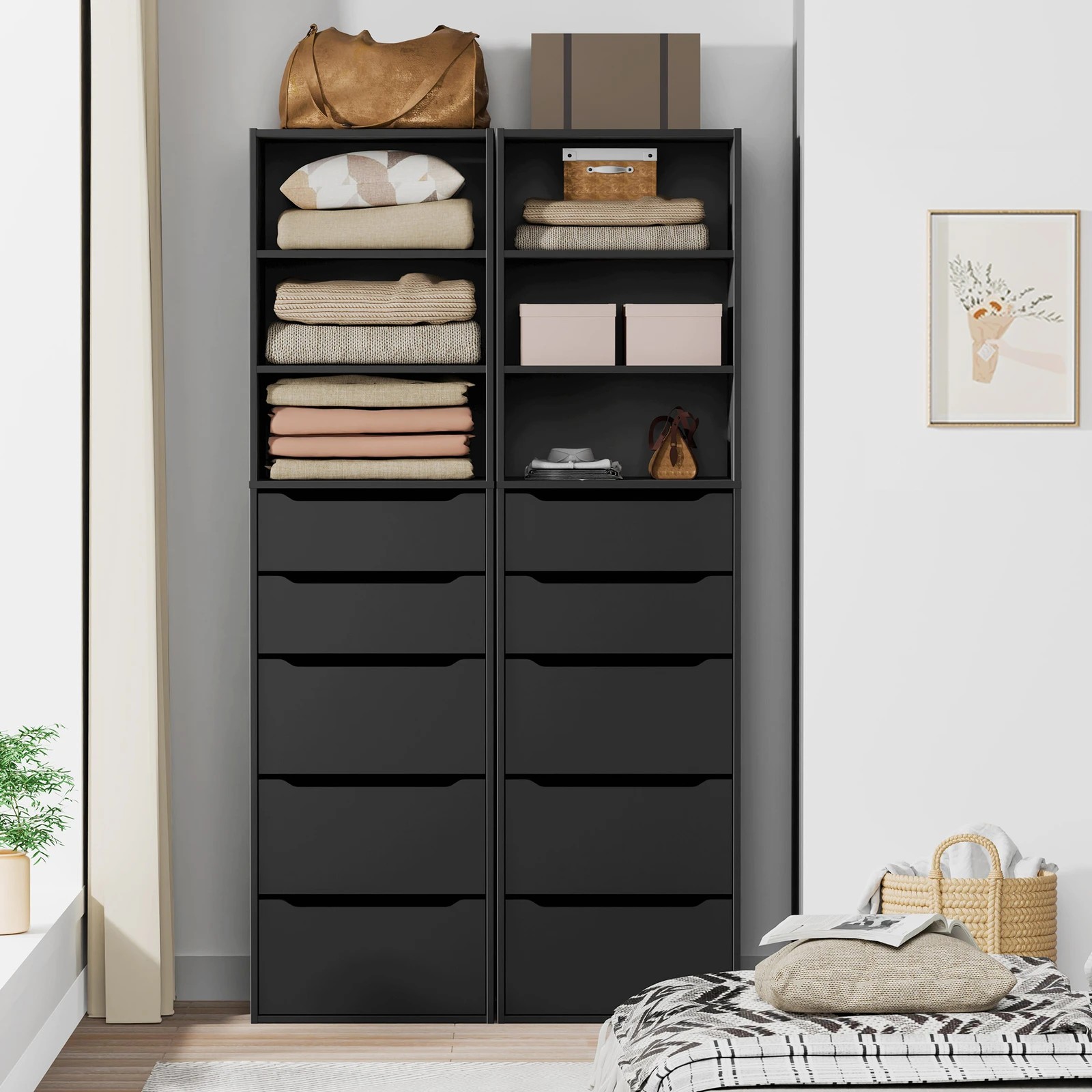 3 Alfordson Wardrobe Clothes Storage Cabinet Closet Organizer 5 Drawers - Black, 3 of 10