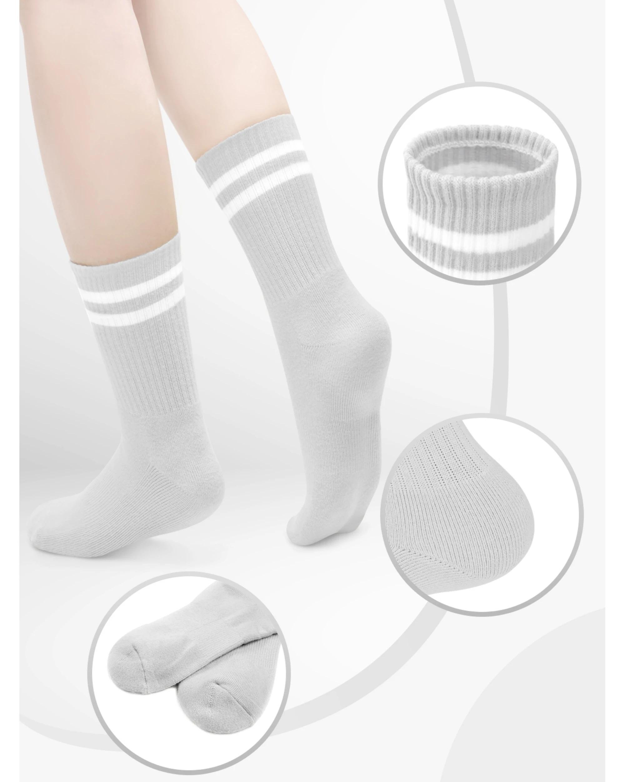 2 Advwin Medium Blue Crew Socks for Sports and Daily Wear GREY, 2 of 5