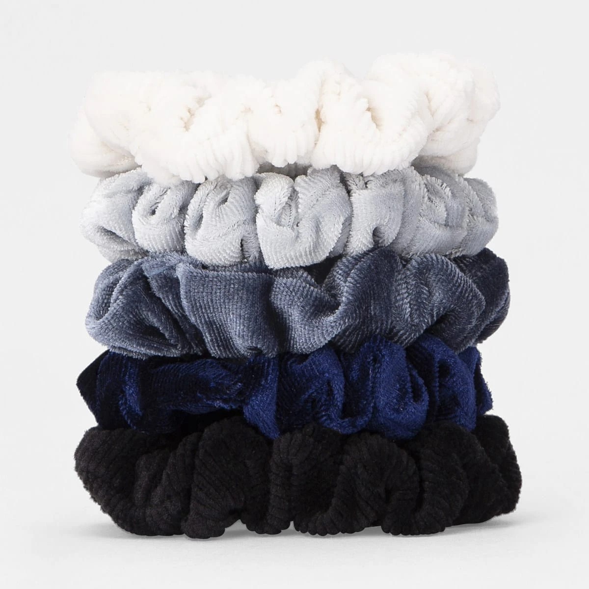 2 5 Pack Mini Hair Scrunchies - Blue, Black & Ombre, 2 of 5